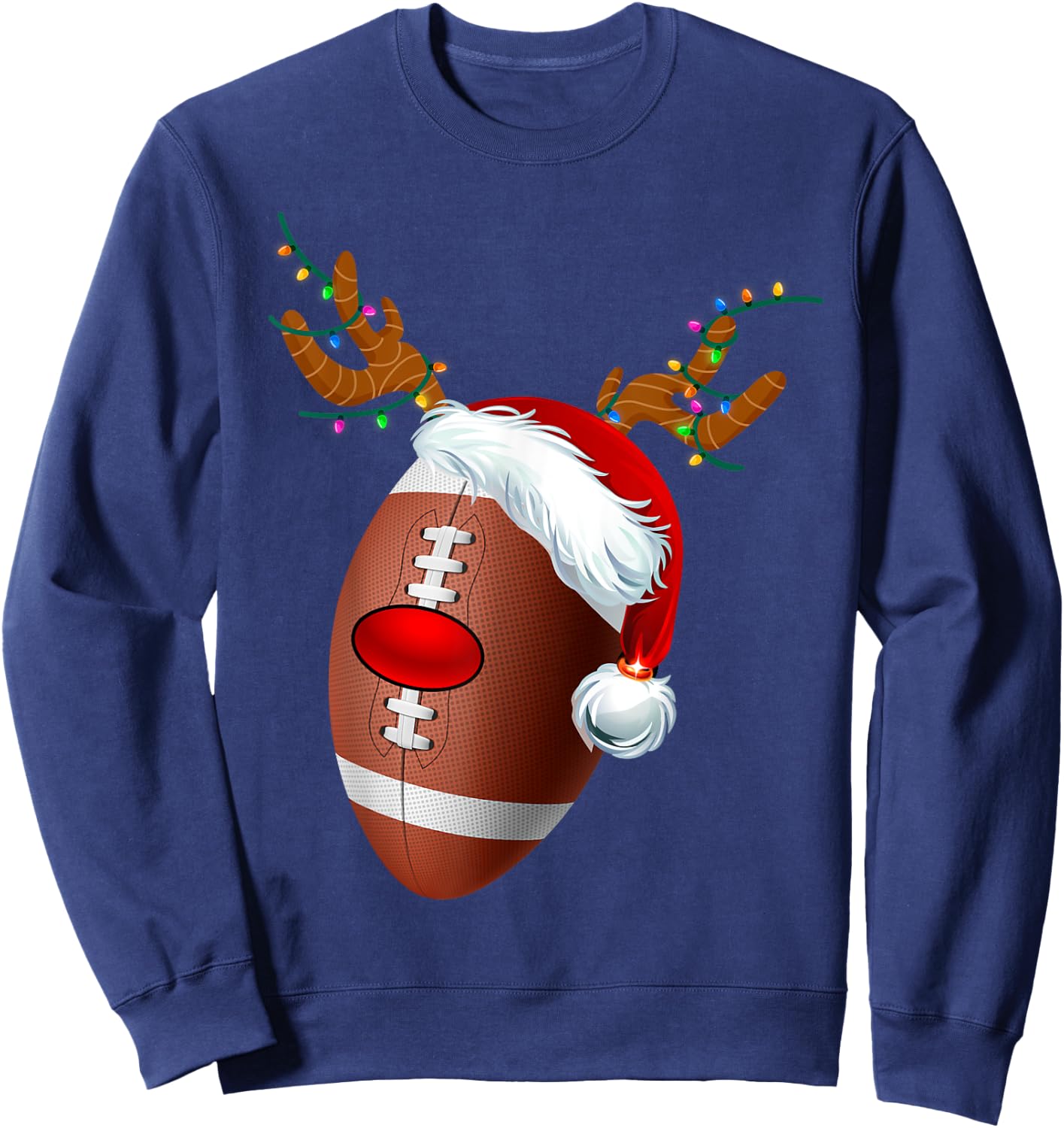 Christmas Football Ball Santa Hat Reindeer Xmas Boys Men Sweatshirt - Sweatshirt | Navy