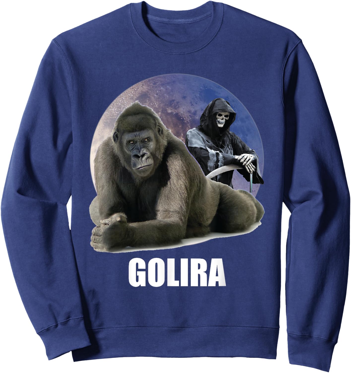 Ironic Gorilla Cringe Weird Silly Odd Sarcastic Dumb Meme Sweatshirt - Sweatshirt | Navy