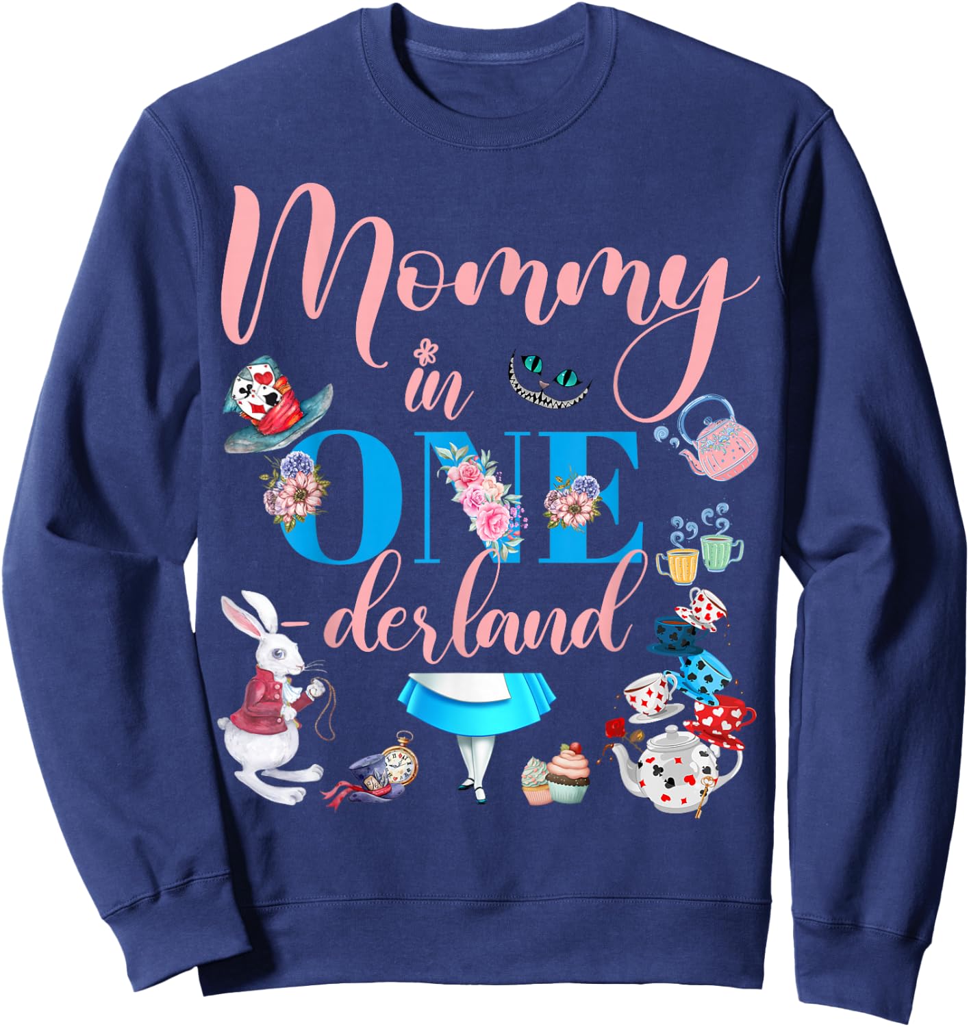 Alice in ONEderland Family Mommy Of The Birthday Girl Sweatshirt - Sweatshirt | Navy
