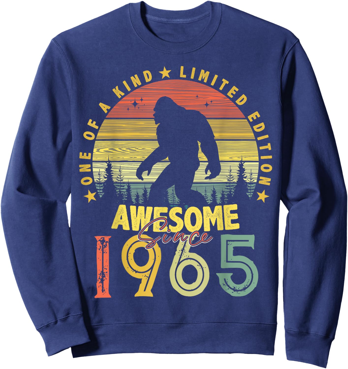 Awesome Since 1965 59th Birthday Gifts Bigfoot Born in 1965 Sweatshirt - Sweatshirt | Navy
