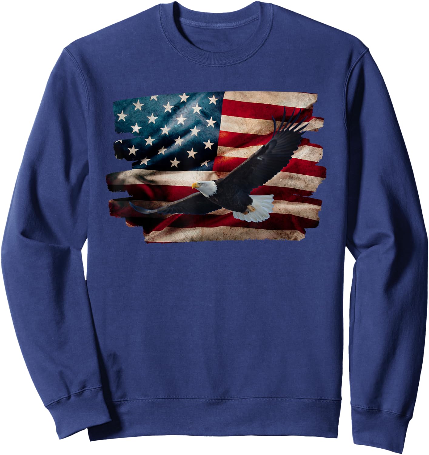 Flying Bald Eagle, American Flag, 4th of July, United States Sweatshirt - Sweatshirt | Navy