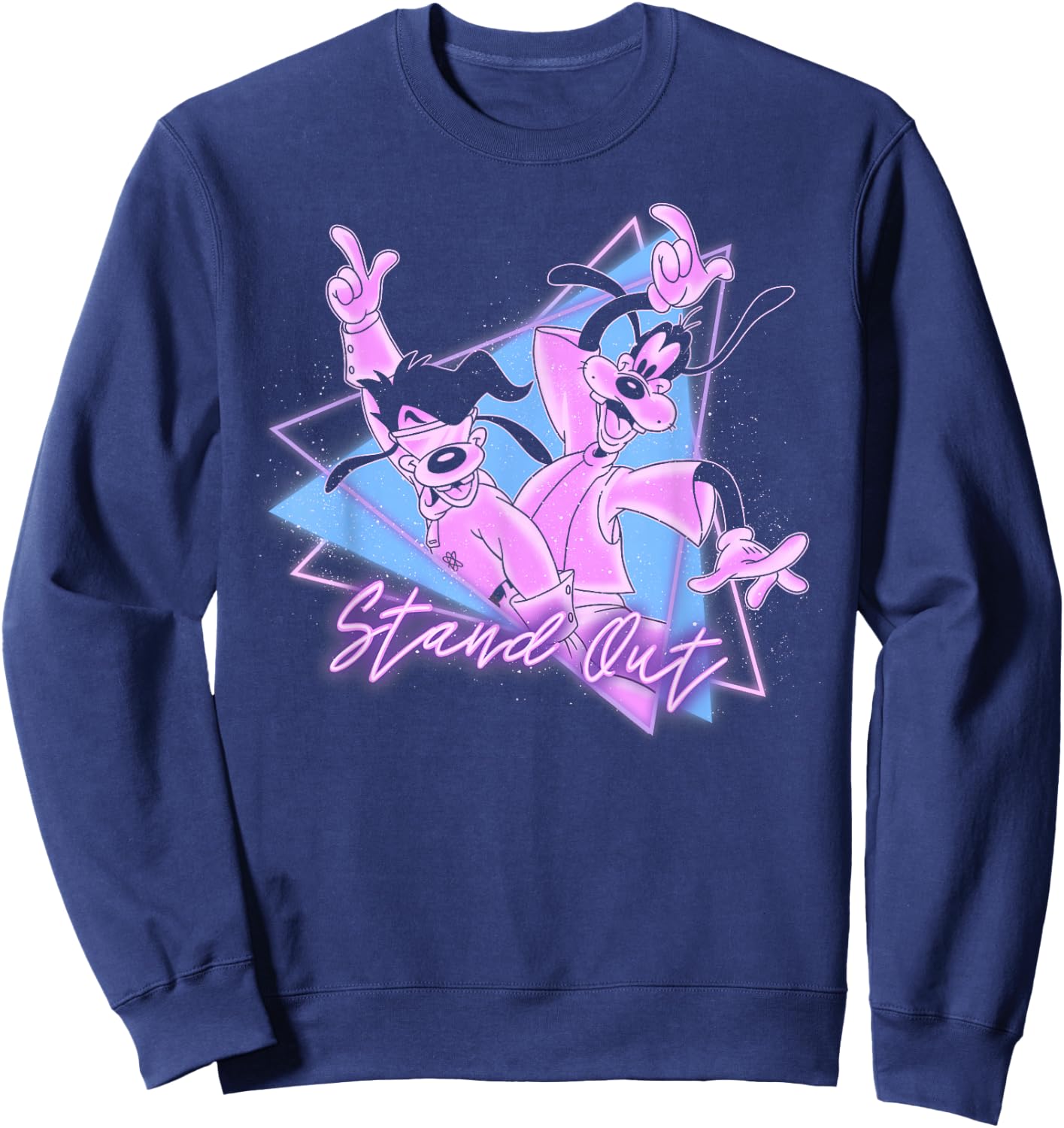 Disney Goofy and Son Retro Neon Portrait Sweatshirt - Sweatshirt | Navy