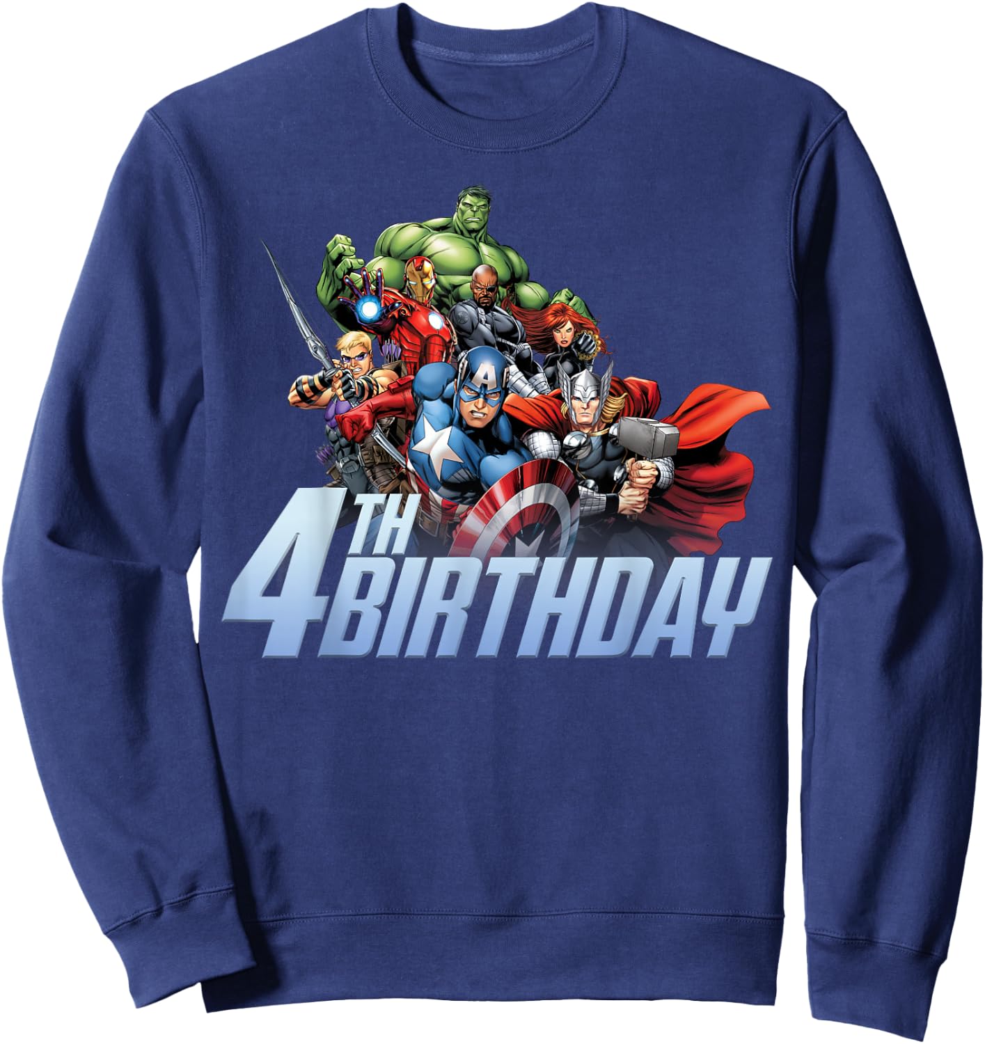 Marvel Avengers Action Shot 4th Birthday Sweatshirt - Sweatshirt | Navy