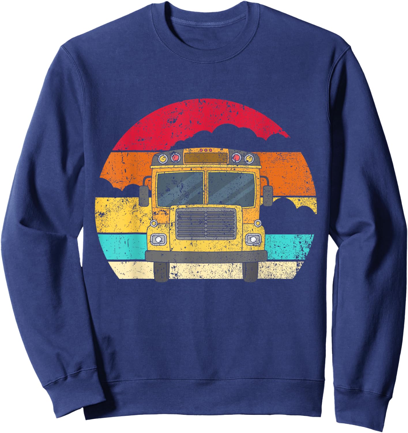 Retro Yellow School Bus for School Bus Driver and Busman Sweatshirt - Sweatshirt | Navy