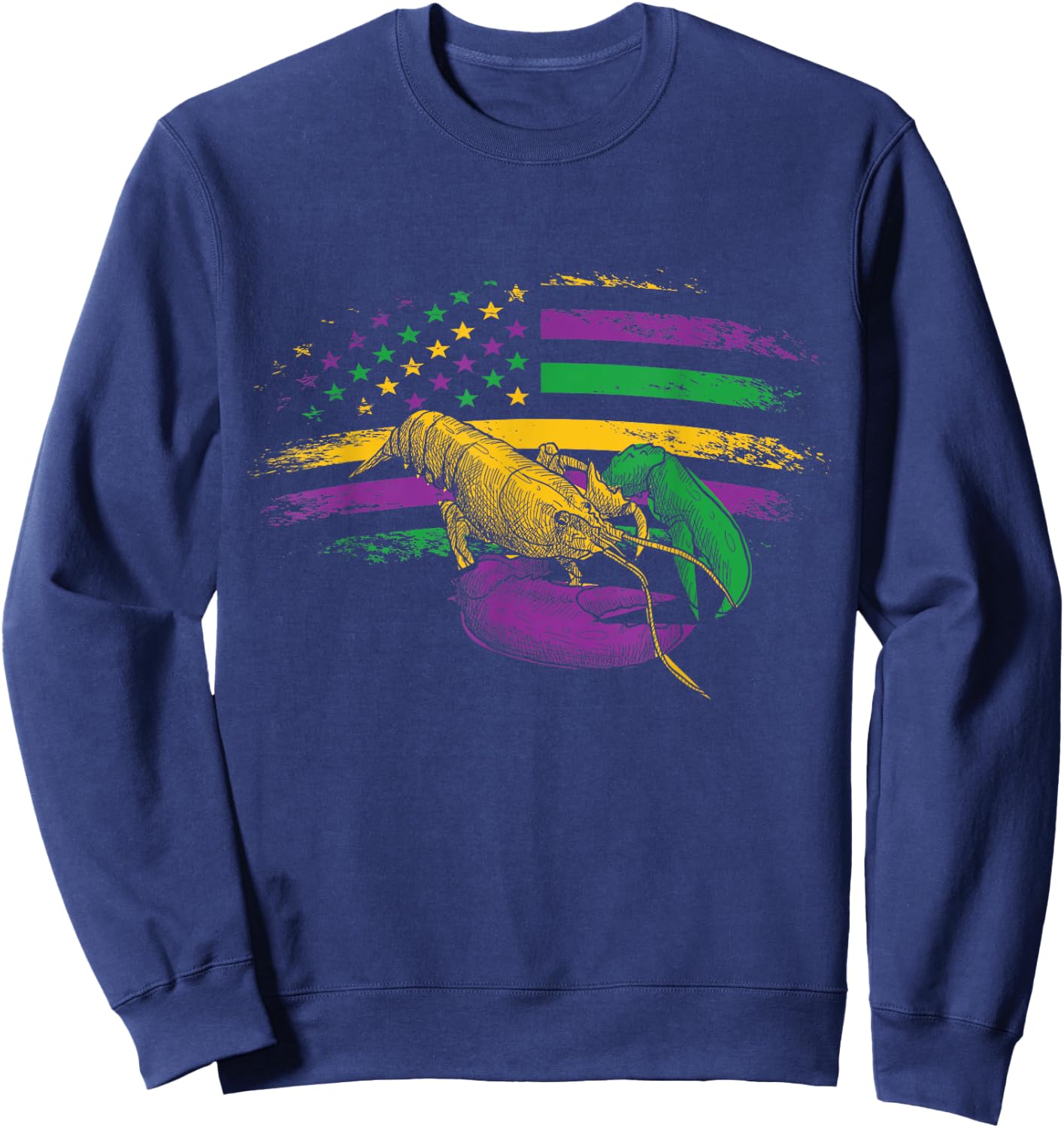 Celebration Carnival Parade US Flag Crawfish Mardi Gras Sweatshirt - Sweatshirt | Navy