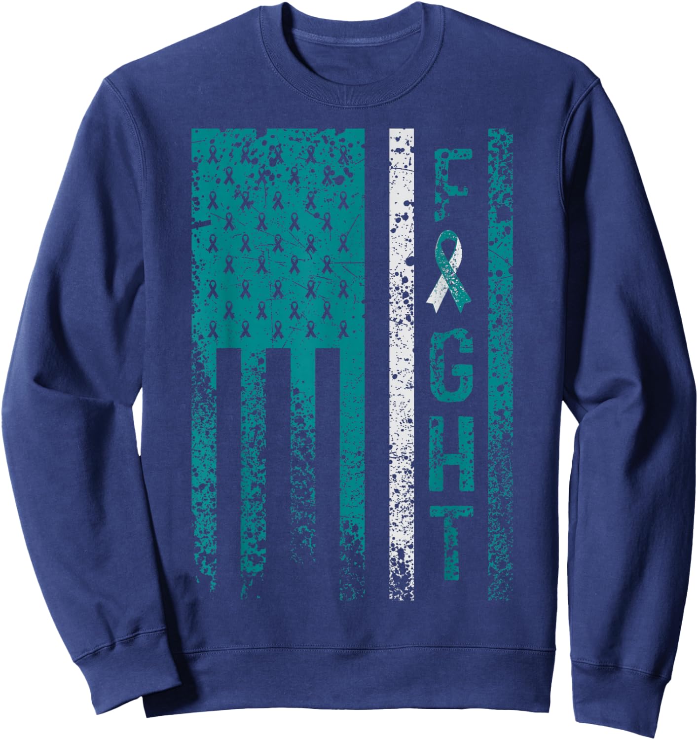 Cervical Cancer Awareness by Cervical Cancer Awareness Products - Adult Black Short Sleeve - Size Small Sweatshirt - Sweatshirt | Navy