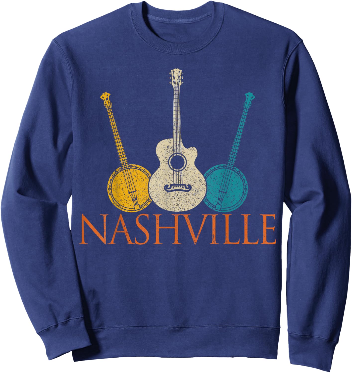 Nashville Tennessee Vintage Country Music City Souvenir Sweatshirt - Sweatshirt | Navy