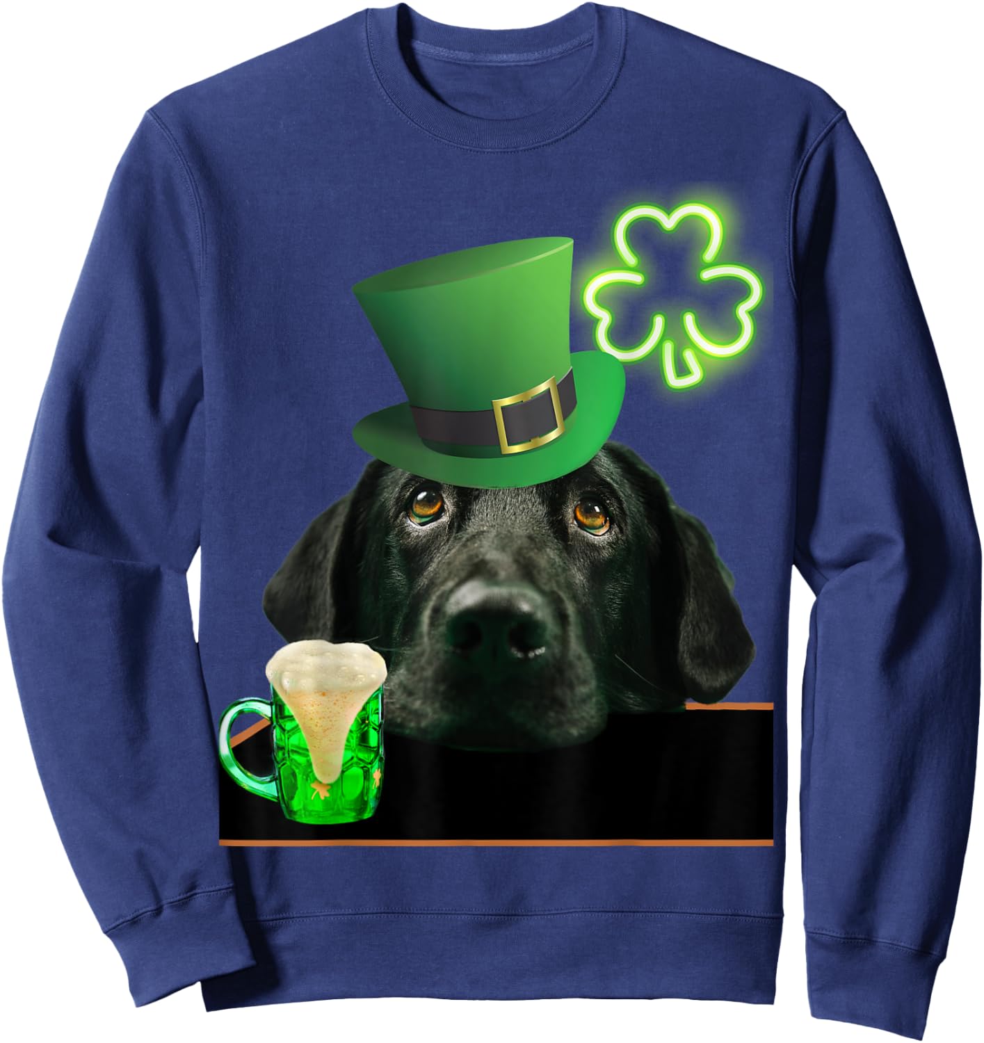 Black Lab Shirt Shamrock Irish Dog Picture St Patricks Women Sweatshirt - Sweatshirt | Navy