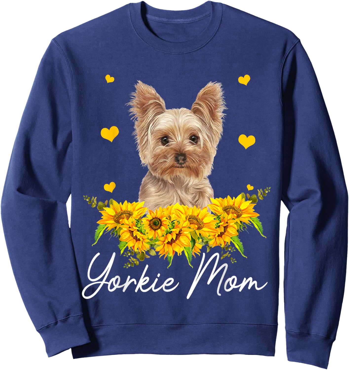 Sunflower Yorkie Mom Dog Lover Sweatshirt - Sweatshirt | Navy