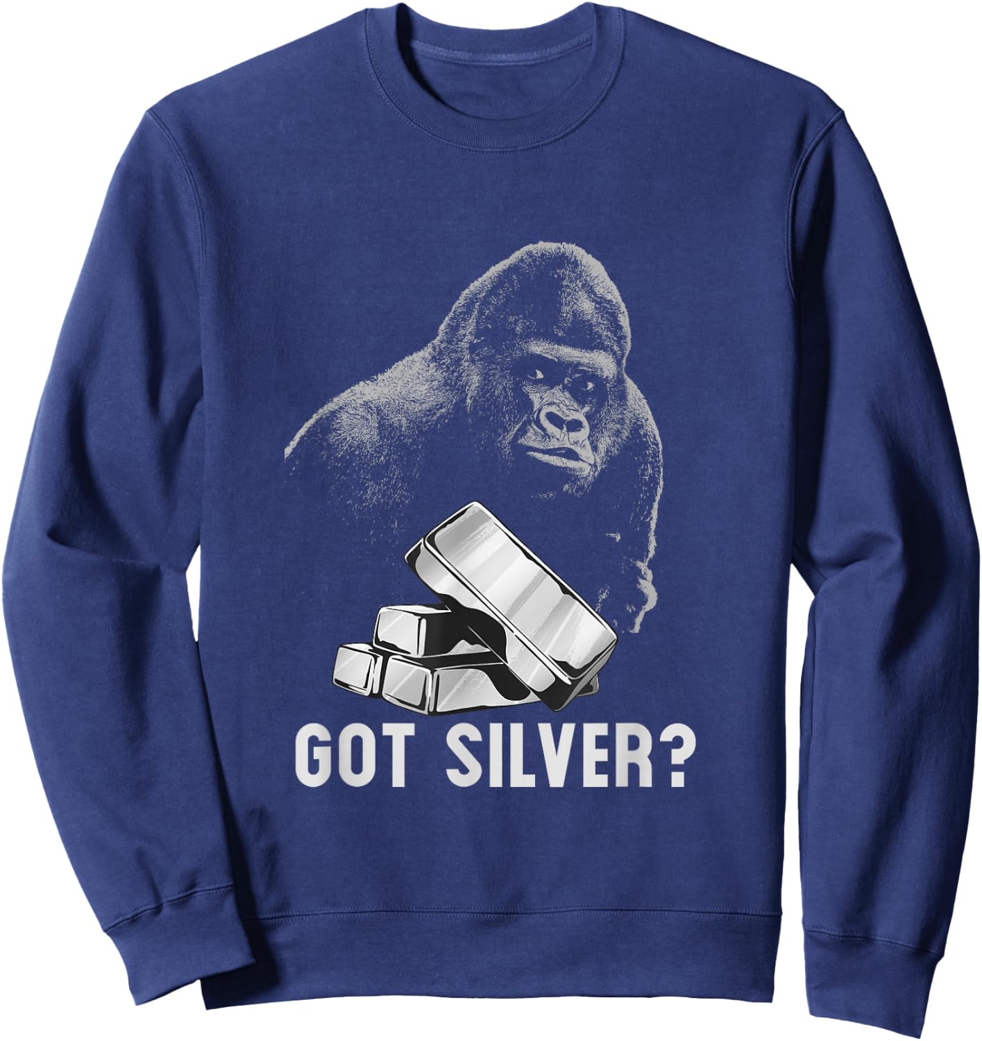 Silver Back Monkey Has Silver Wallstreetsilver Sweatshirt - Sweatshirt | Navy