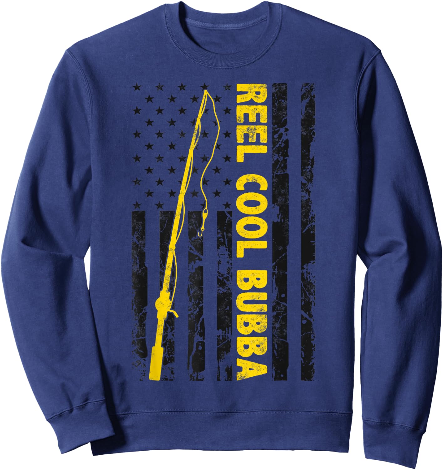 Reel cool Bubba Fishing American Flag Gift Fisherman Bubba Sweatshirt - Sweatshirt | Navy