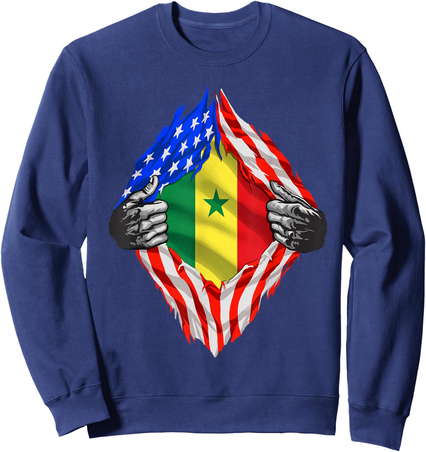 Senegal USA Senegal Flag Senegalese American Roots Sweatshirt - Sweatshirt | Navy