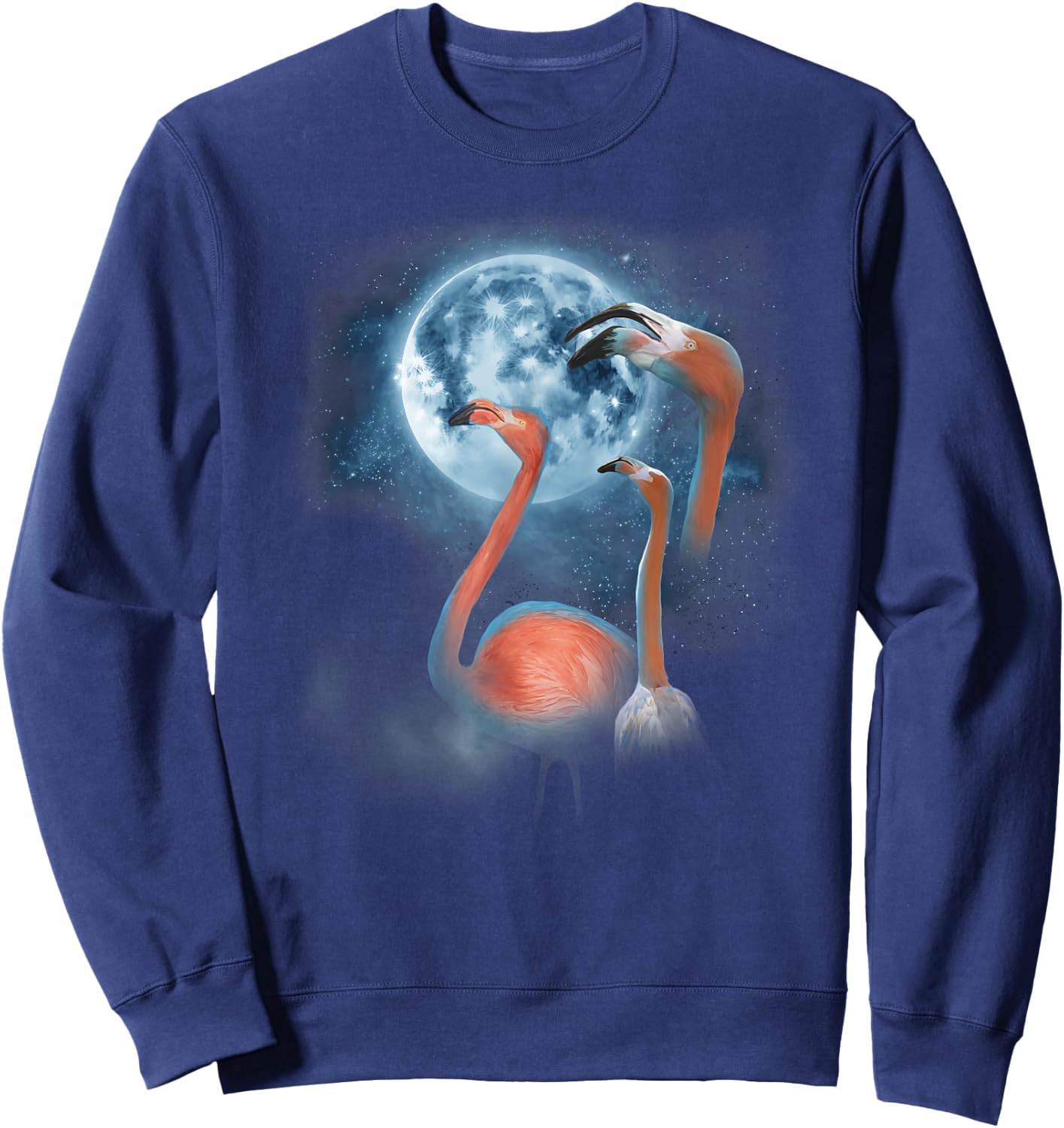 Funny Flamingo Shirt - Howling at the Moon Funny Flamingo Sweatshirt - Sweatshirt | Navy