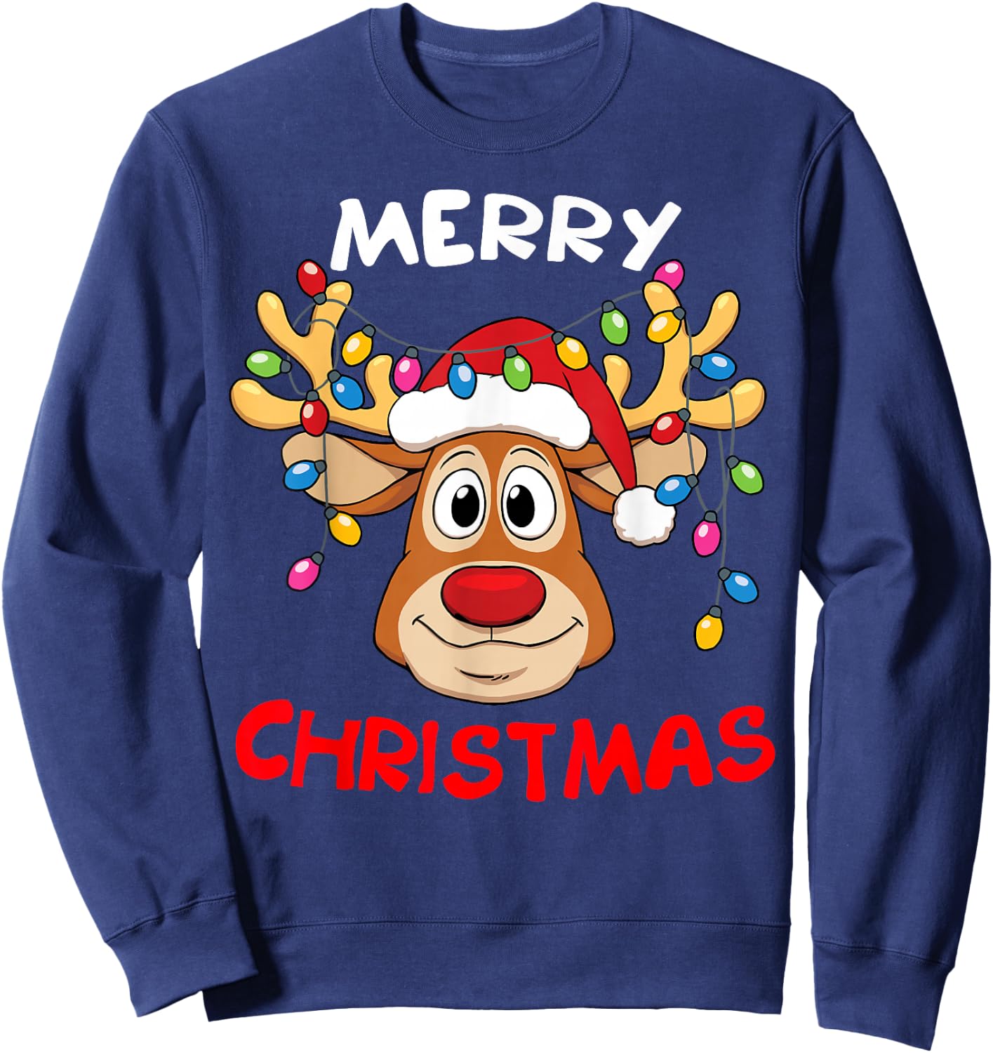 Merry Christmas Reindeer Xmas Family Men Women Sweatshirt - Sweatshirt | Navy