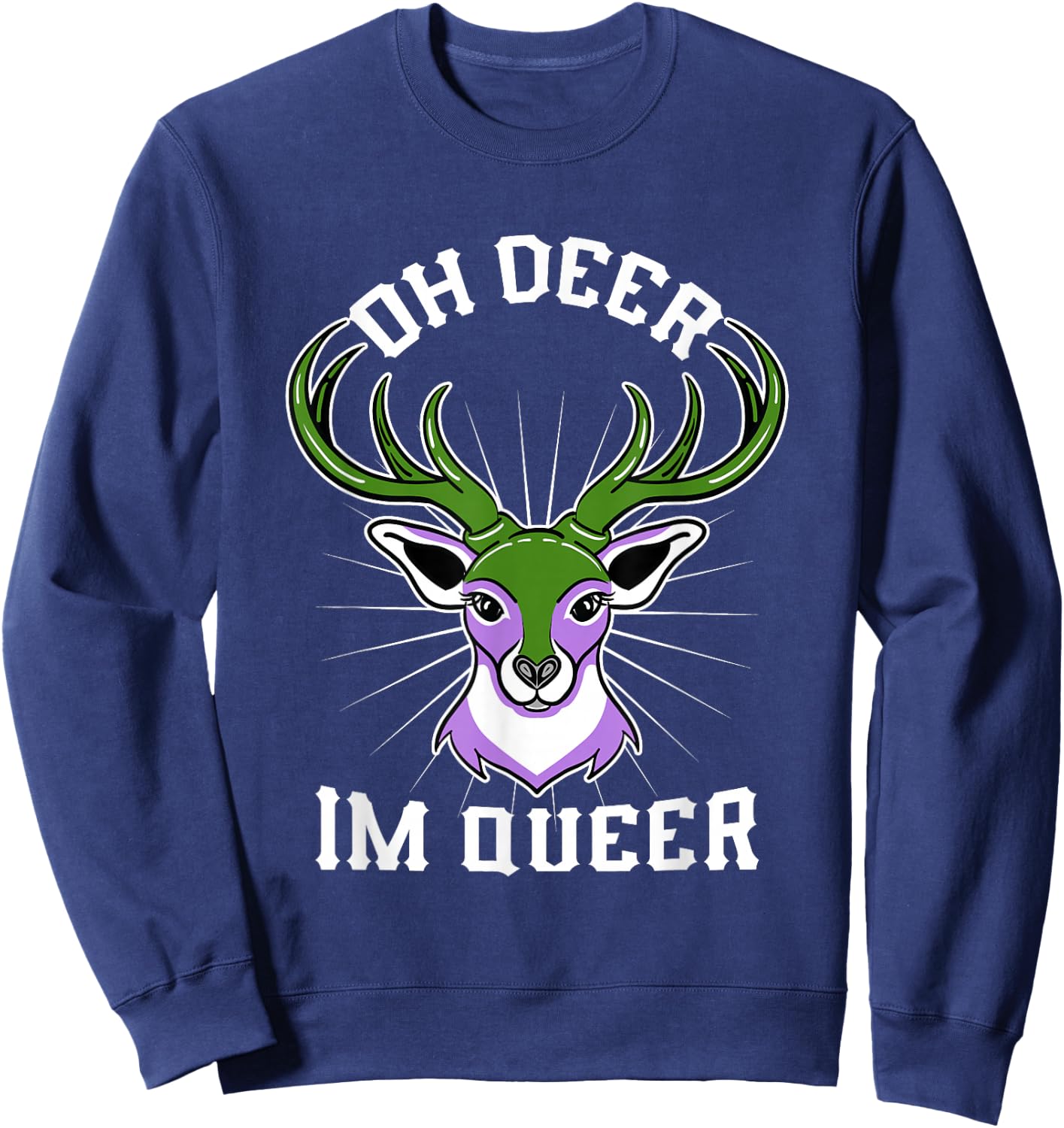 Oh Deer Im Queer Genderqueer Pride Sweatshirt - Sweatshirt | Navy