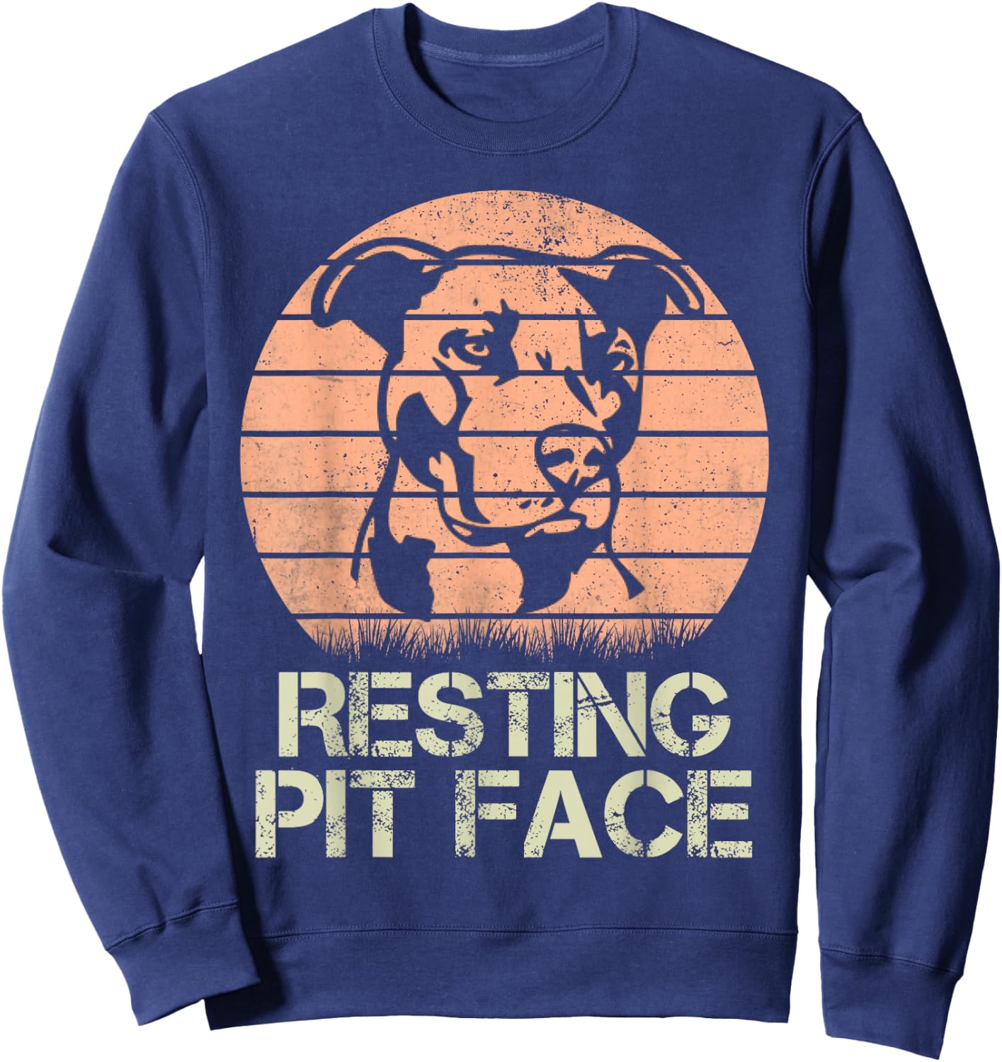 Resting Pit Face Dog Lover Vintage Sweatshirt - Sweatshirt | Navy