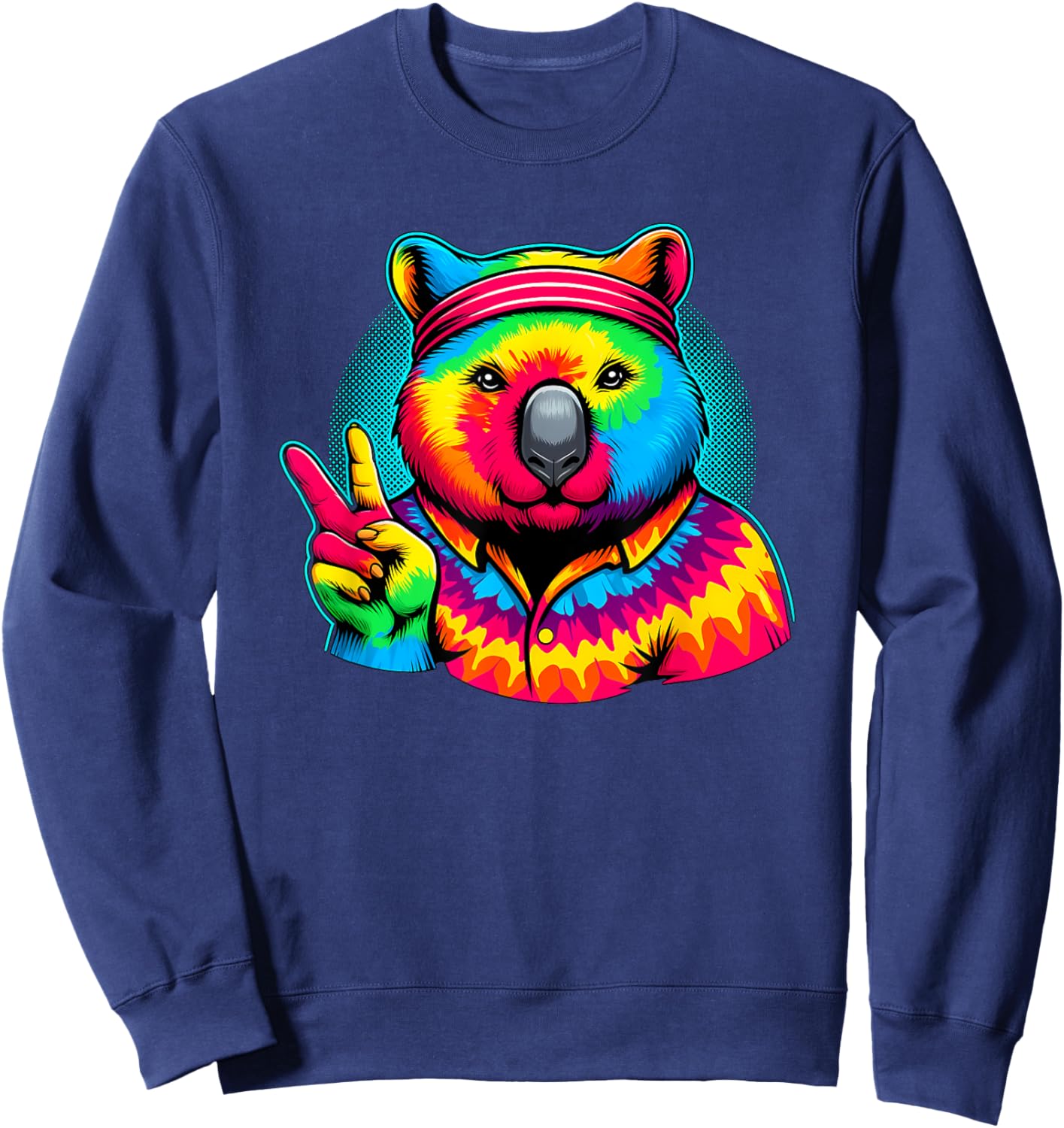 Peace Sign Tie Dye Wombat Sweatshirt - Sweatshirt | Navy