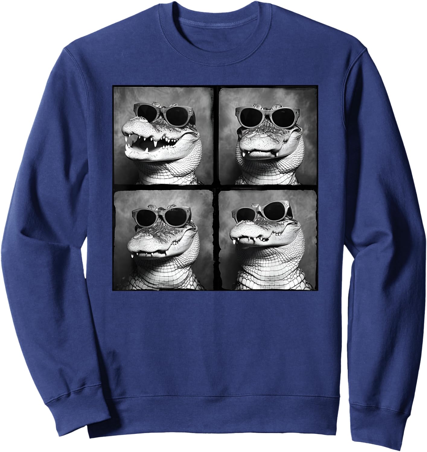Funny Crocodile In Sunglasses Quirky Alligator Funny Gator Sweatshirt - Sweatshirt | Navy