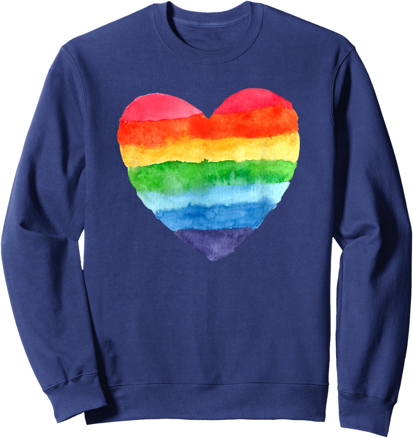 Heart Rainbow Watercolor Cute Sweatshirt - Sweatshirt | Navy