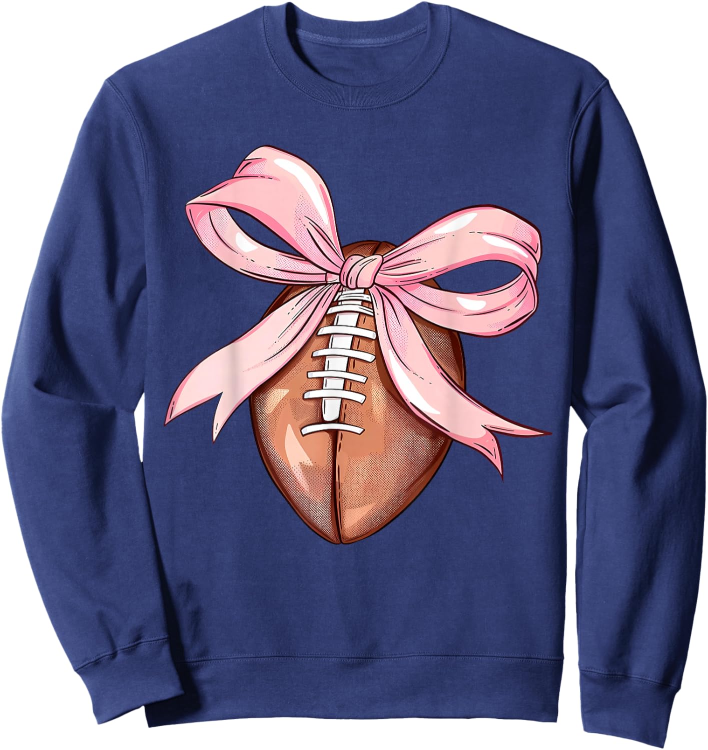 Coquette Bow Football Player American Football Season Funny Sweatshirt - Sweatshirt | Navy