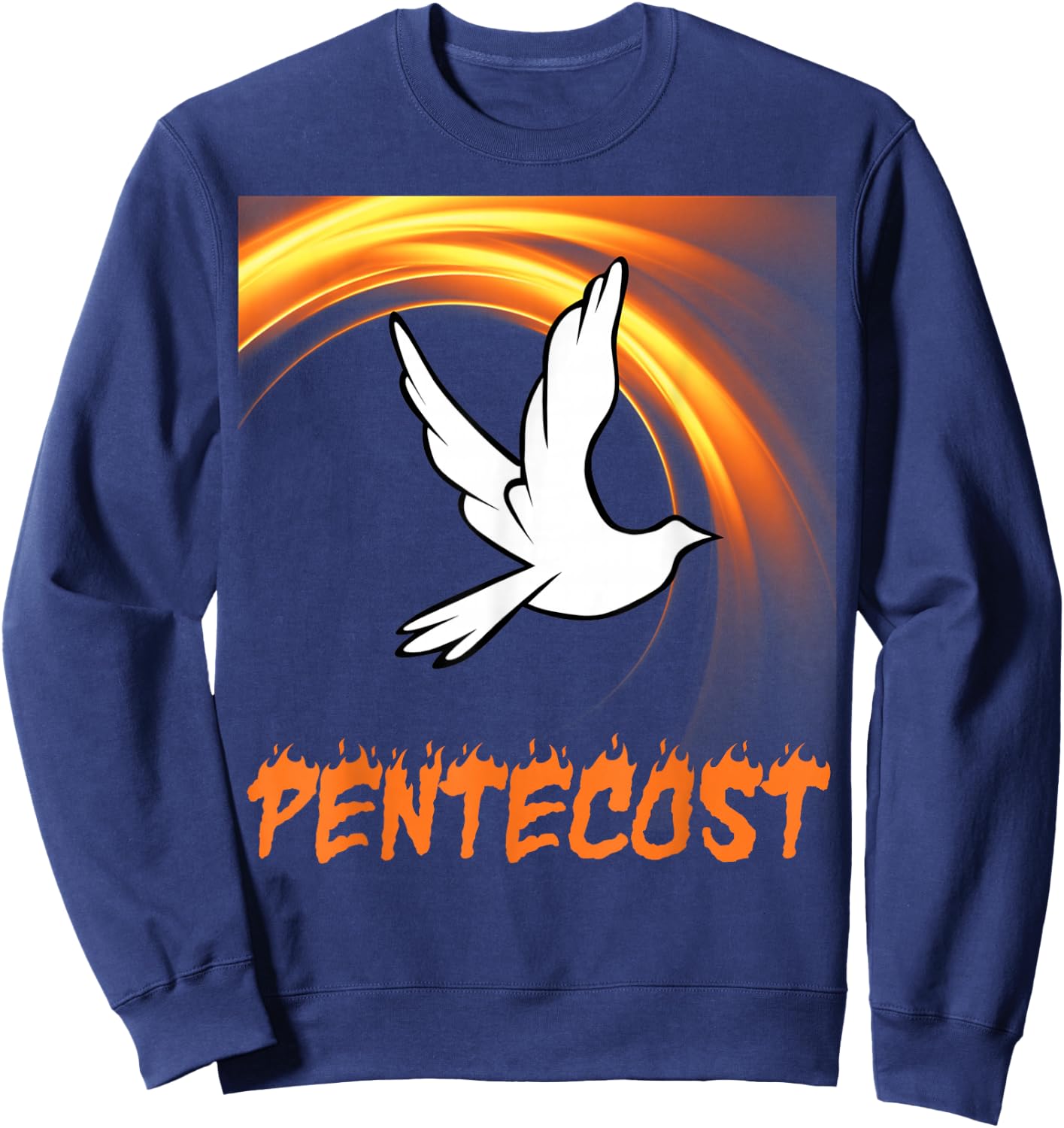 Pentecost Doves Fire Flame Holy Spirit Sweatshirt - Sweatshirt | Navy