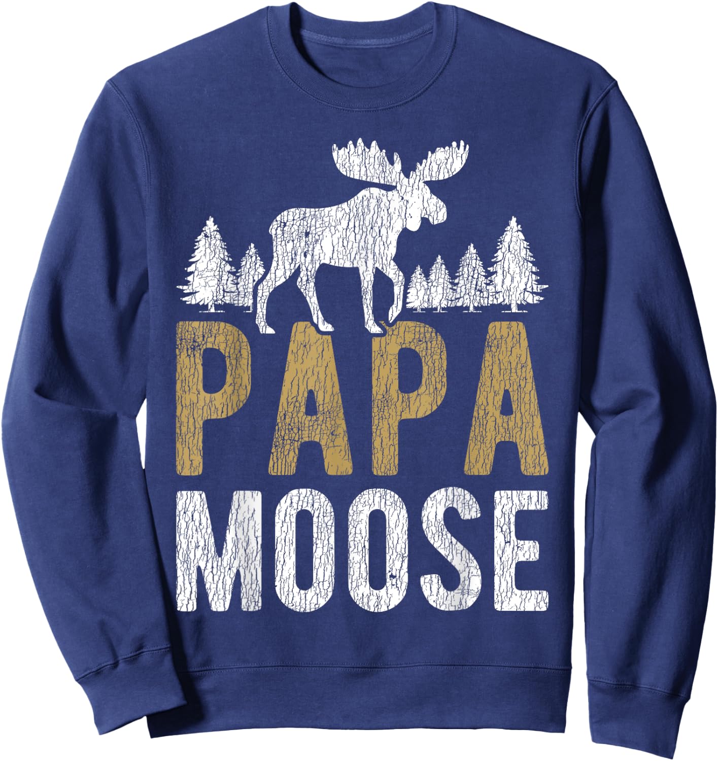 Papa Moose Camping Matching Family Children Dad Hunting Sweatshirt - Sweatshirt | Navy
