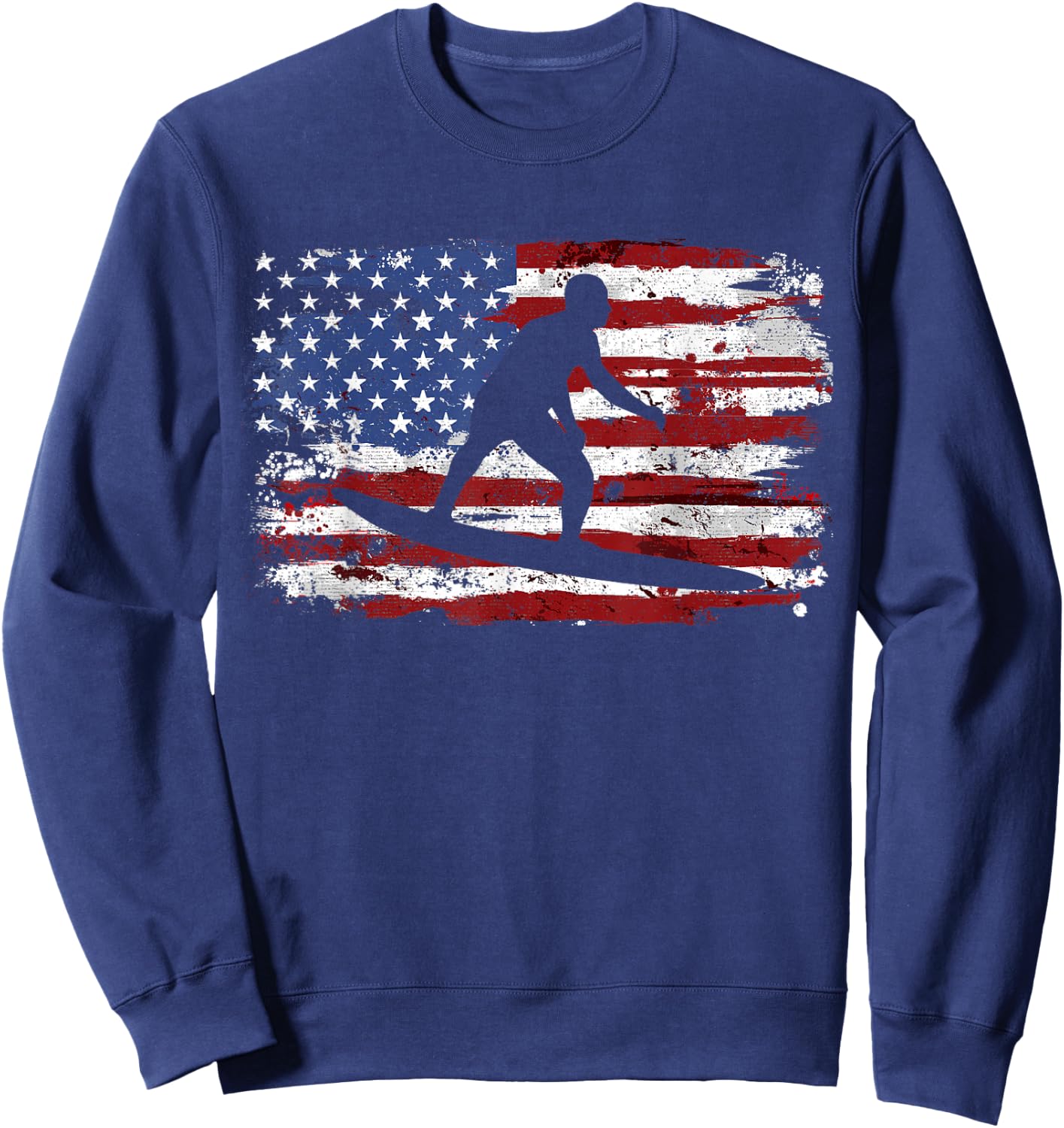 Surfing Surfer USA Flag Vintage Sweatshirt - Sweatshirt | Navy