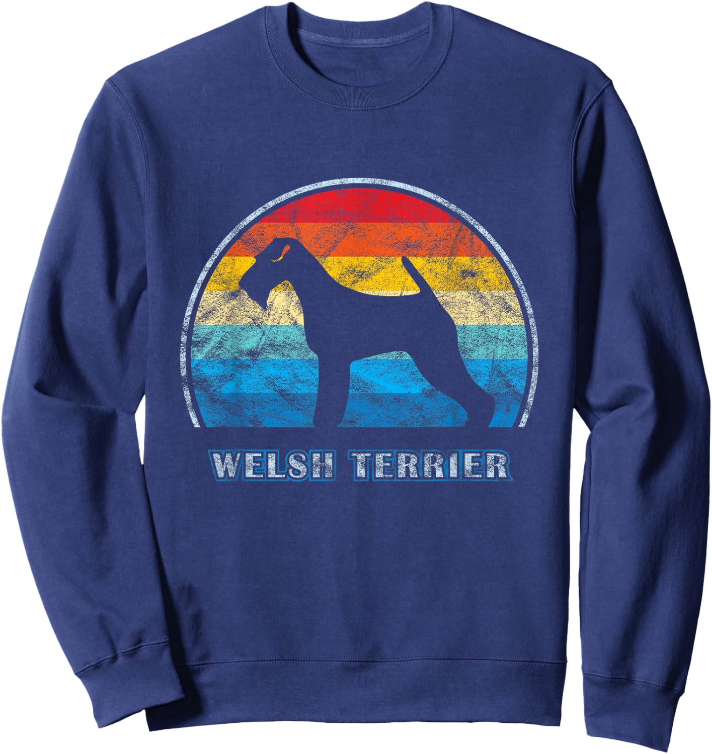 Welsh Terrier Vintage Design Dog Men Women Girls Kids Sweatshirt - Sweatshirt | Navy