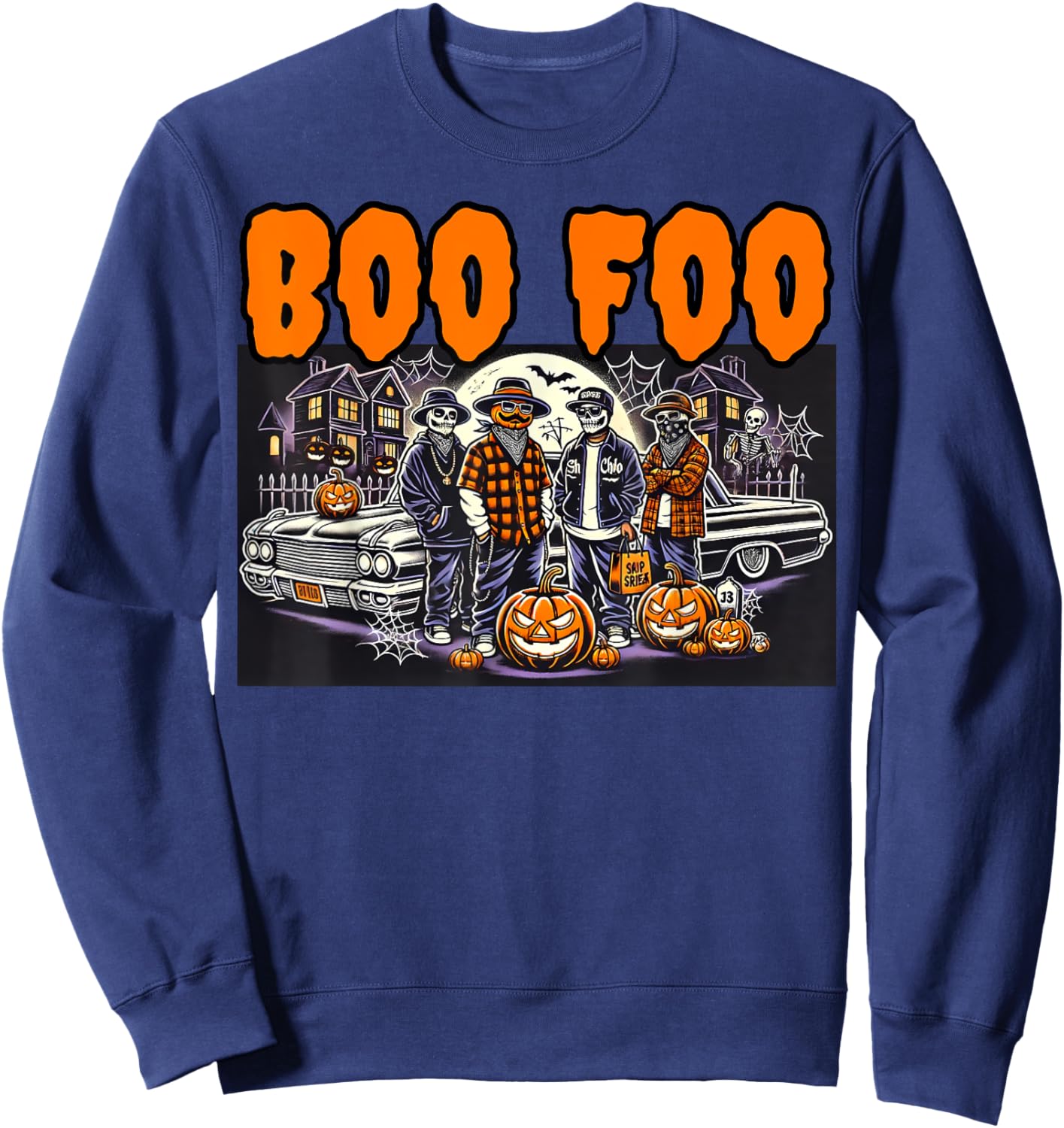 Urban Cultura Chicano Latino Cholo Mexican Halloween Homies Sweatshirt - Sweatshirt | Navy