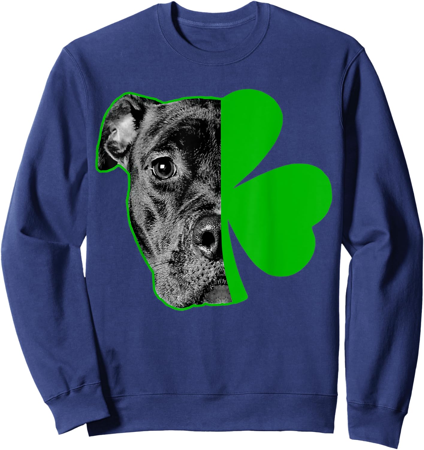 Pitbull Love and Lucky Irish Shamrock Saint St Patricks Day Sweatshirt - Sweatshirt | Navy
