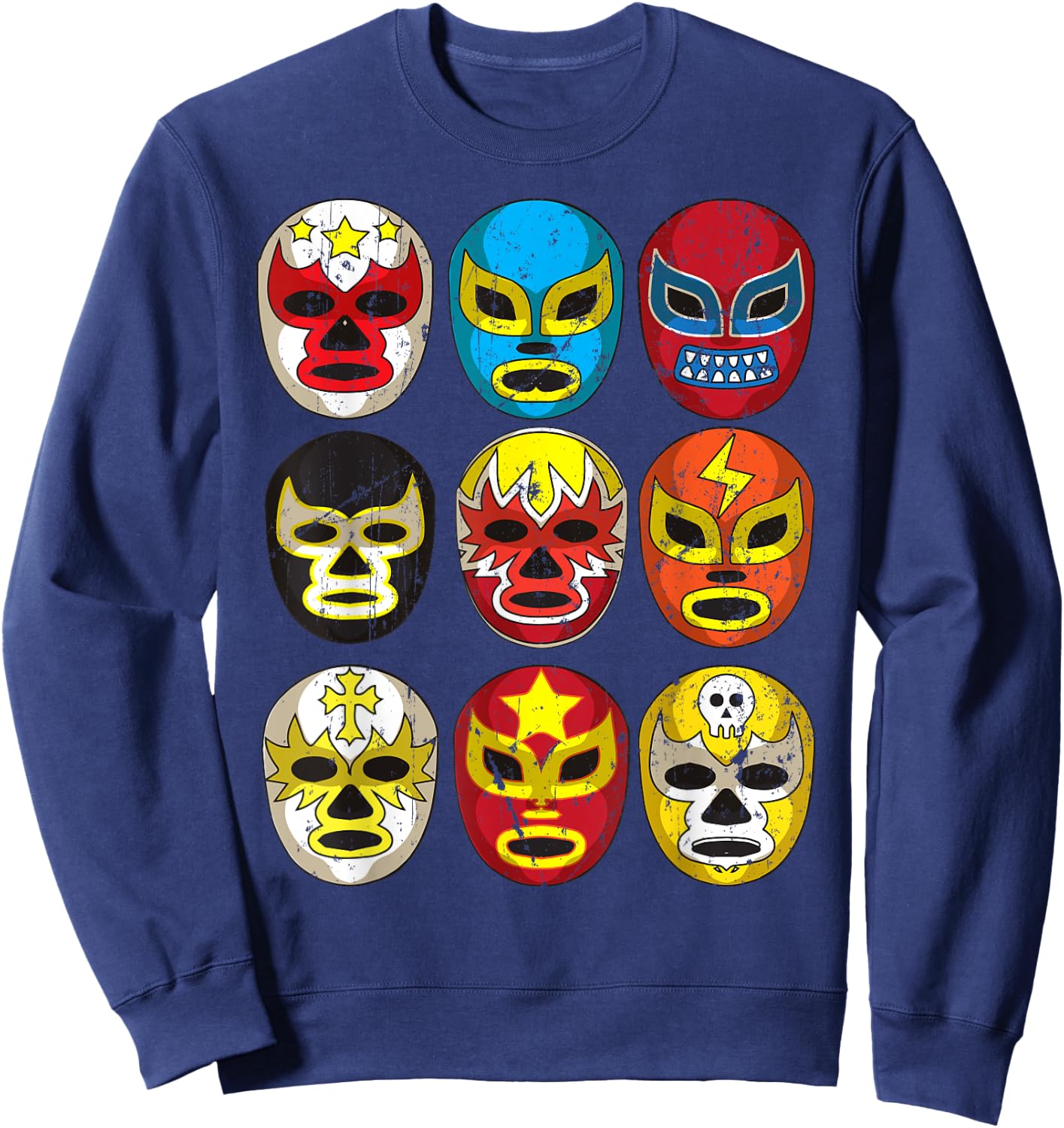 Cool Lucha Libre Wrestlers Masks | Funny Wrestling Gift Fan Sweatshirt - Sweatshirt | Navy