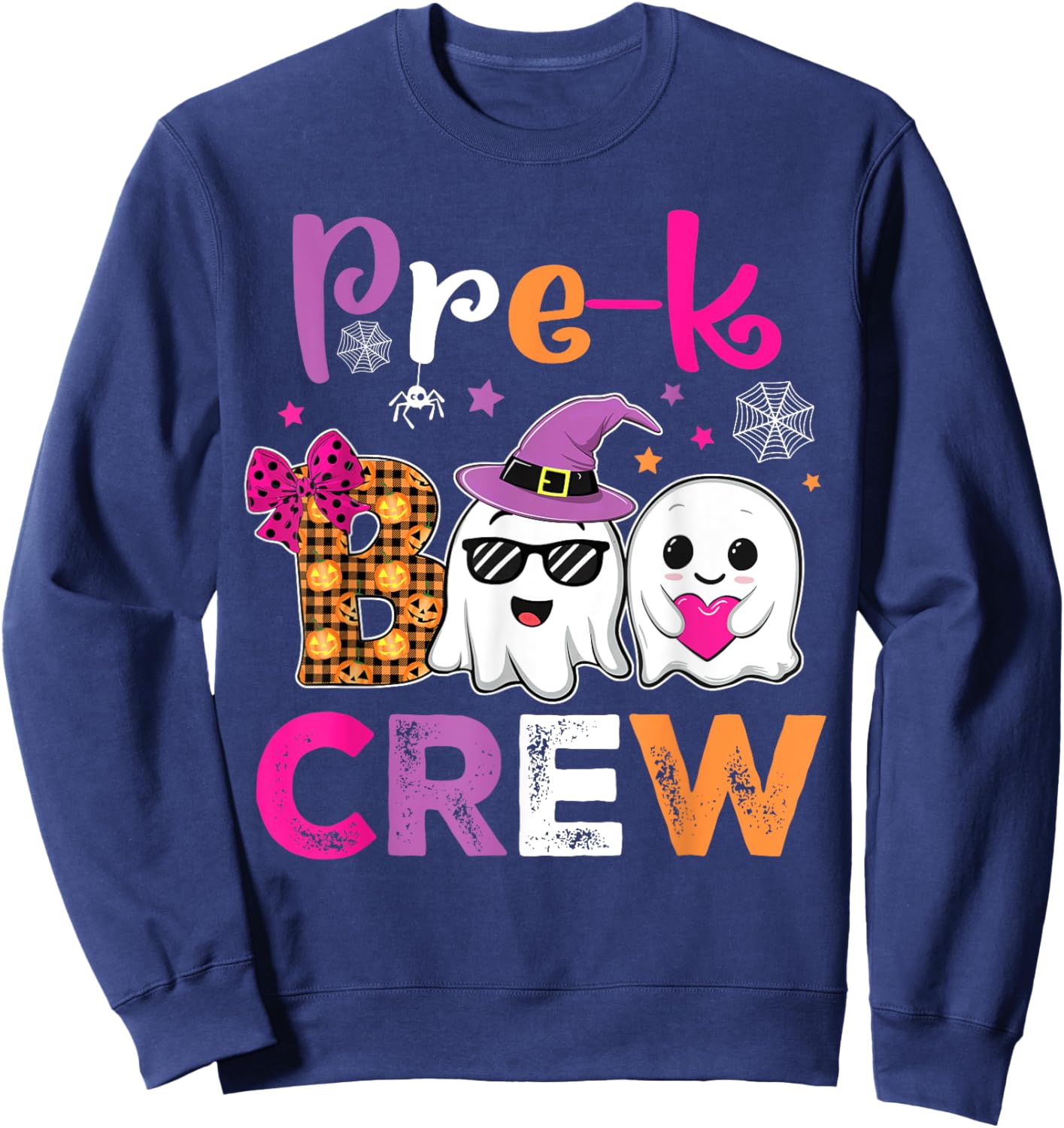 Funny Pre-K Boo Crew Teacher Kids Halloween Spooky Costume Sweatshirt - Sweatshirt | Navy