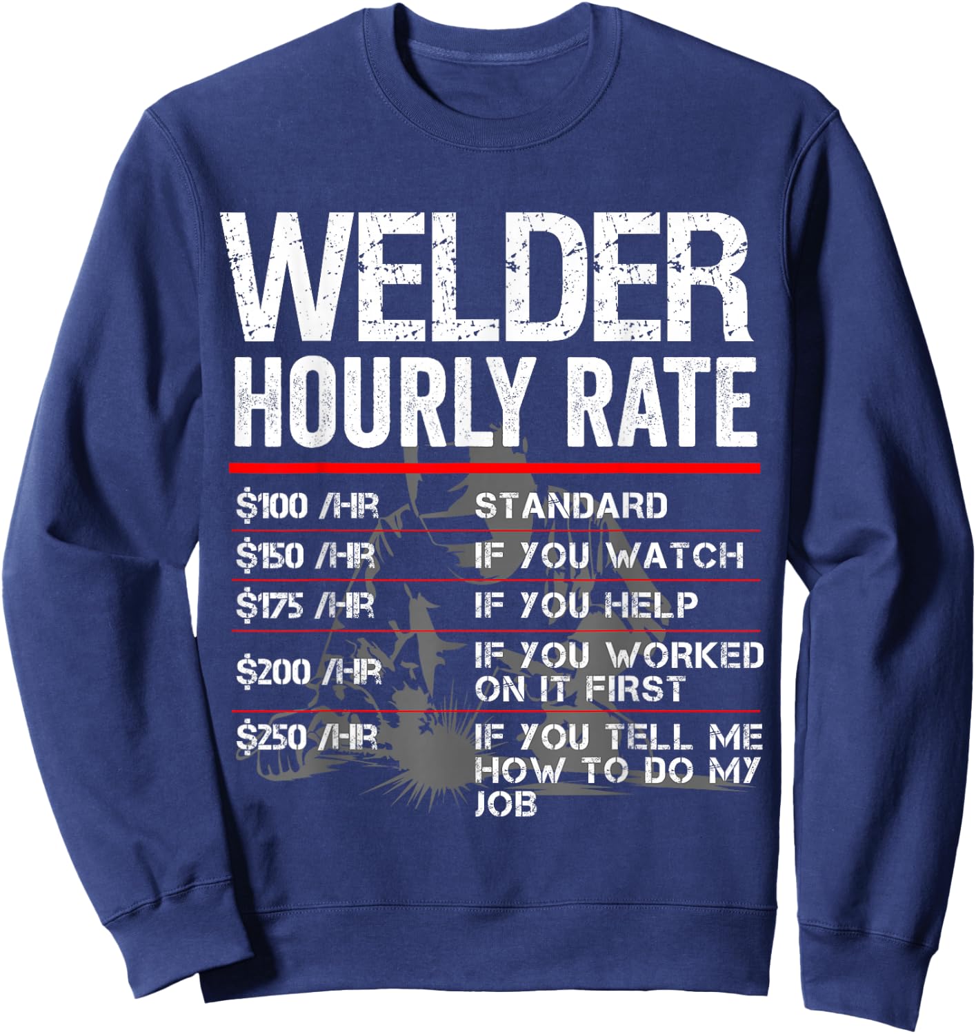 Welder Hourly Rate Funny Welding Gift Metal Worker Sweatshirt - Sweatshirt | Navy