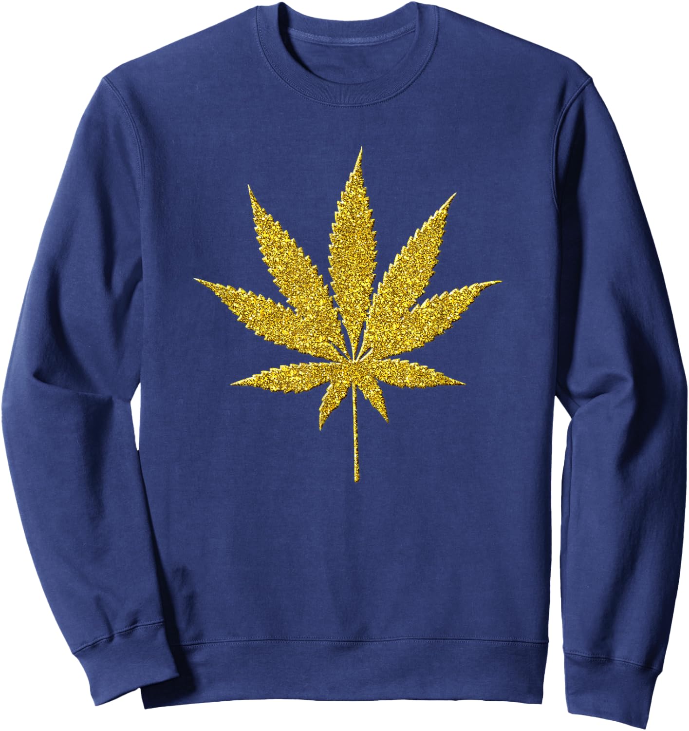 Marijuana Hemp Pot Gold Vintage Symbol Sweatshirt - Sweatshirt | Navy