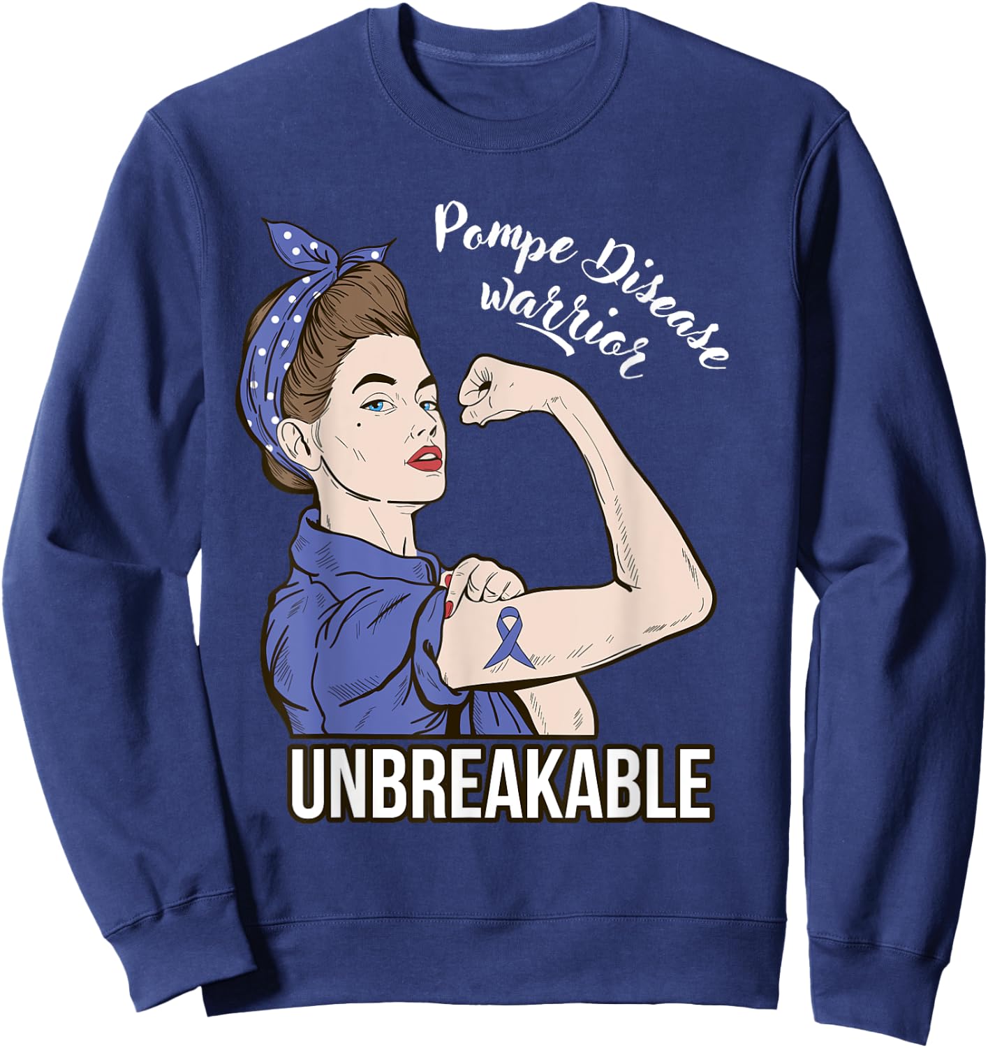Pompe Disease Awareness Warrior Unbreakable Support Sweatshirt - Sweatshirt | Navy