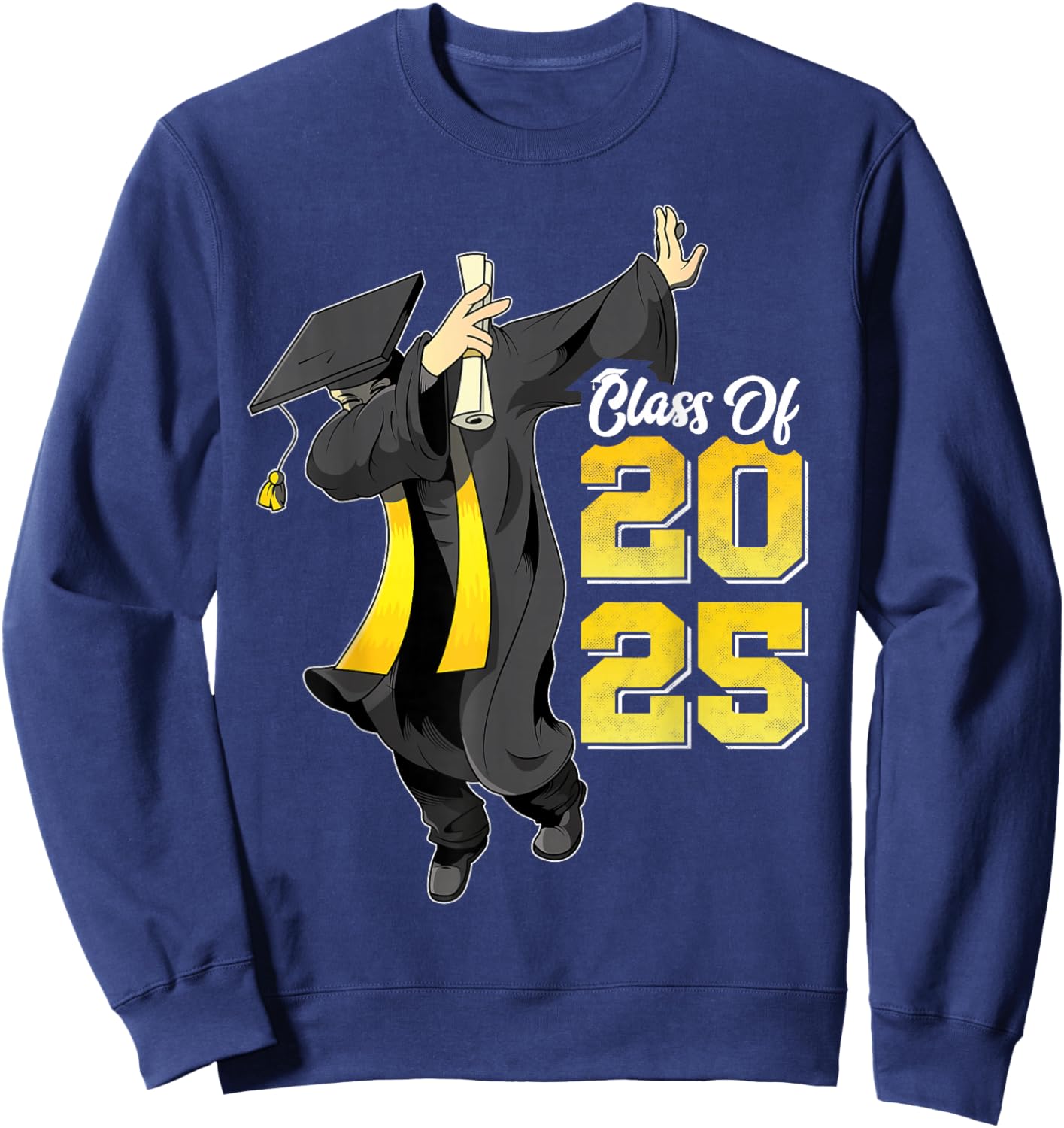 Dabbing Graduation Class of 2025 Gift Men Funny Graduation Sweatshirt - Sweatshirt | Navy