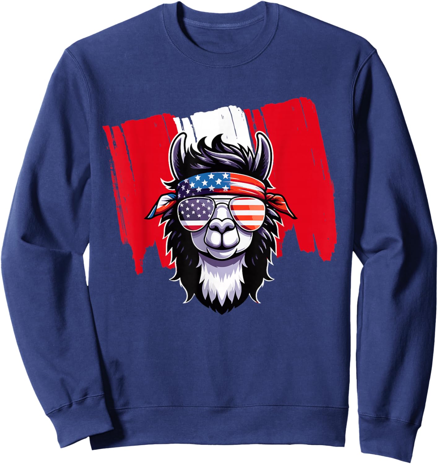 Peruvian American Peru USA Flag Patriotic Llama July 4th Sweatshirt - Sweatshirt | Navy