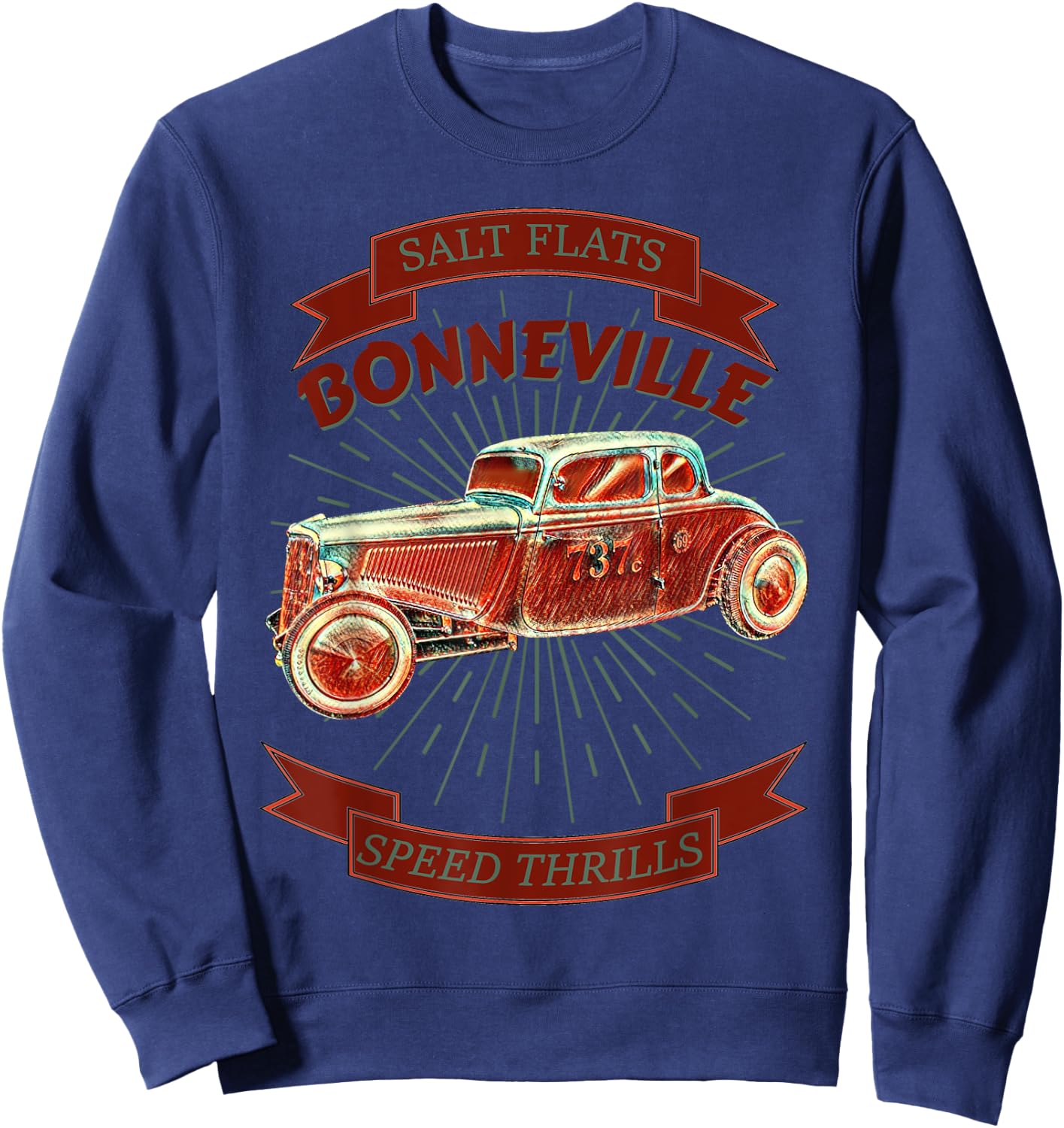 Bonneville Salt Flats Vintage Retro Hot Rod Race Car Sweatshirt - Sweatshirt | Navy