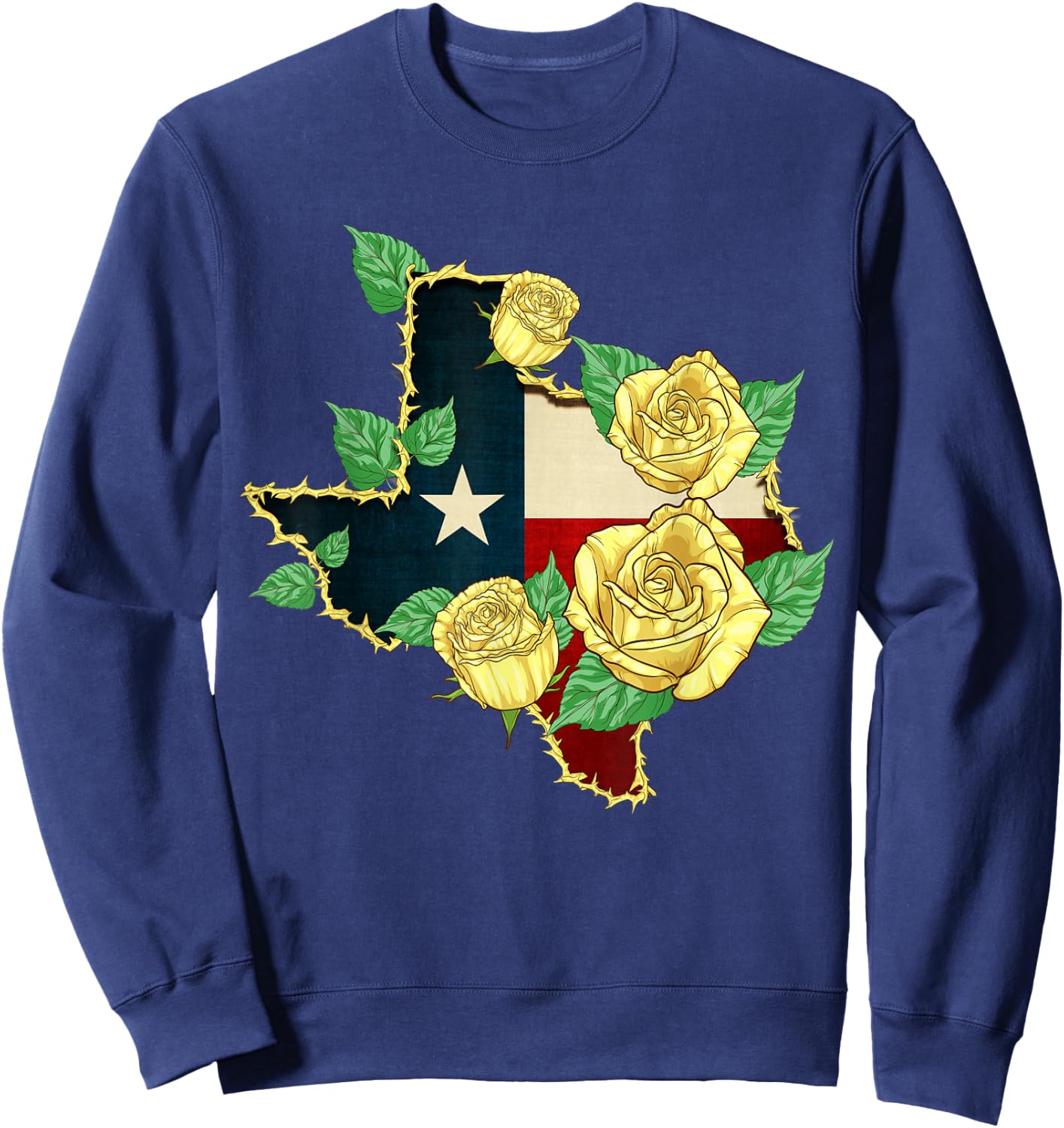 Yellow Rose of Texas Flag Proud Texan American Patriot Sweatshirt - Sweatshirt | Navy