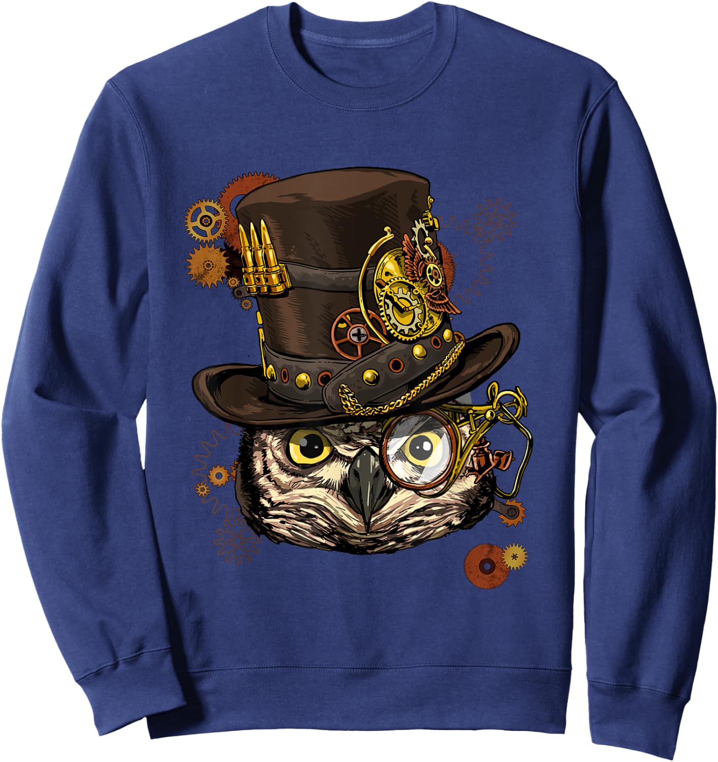 Steampunk Owl Mechanical Steampunk Gears Bird Owl Lover Sweatshirt - Sweatshirt | Navy