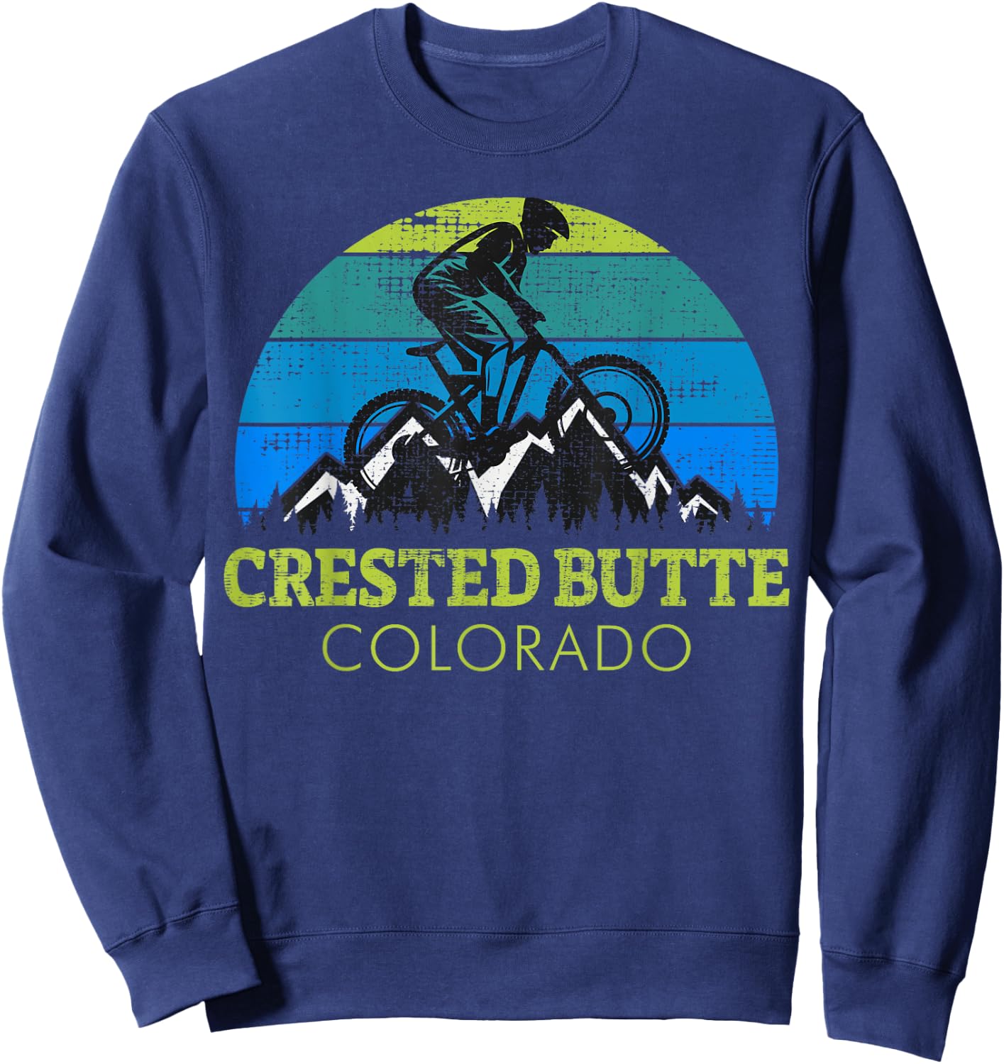 Crested Butte Colorado Mountain Biking Sweatshirt - Sweatshirt | Navy