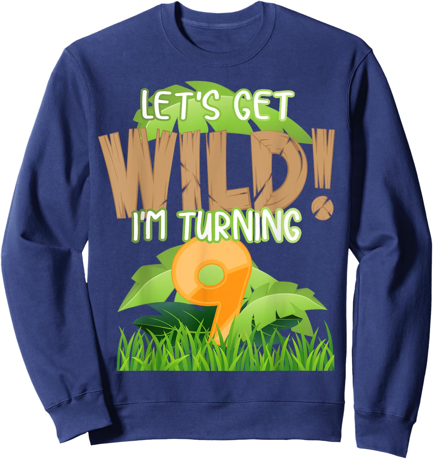 Cute Jungle Safari 9th Birthday Gift 9 Years Old Boys Girls Sweatshirt - Sweatshirt | Navy
