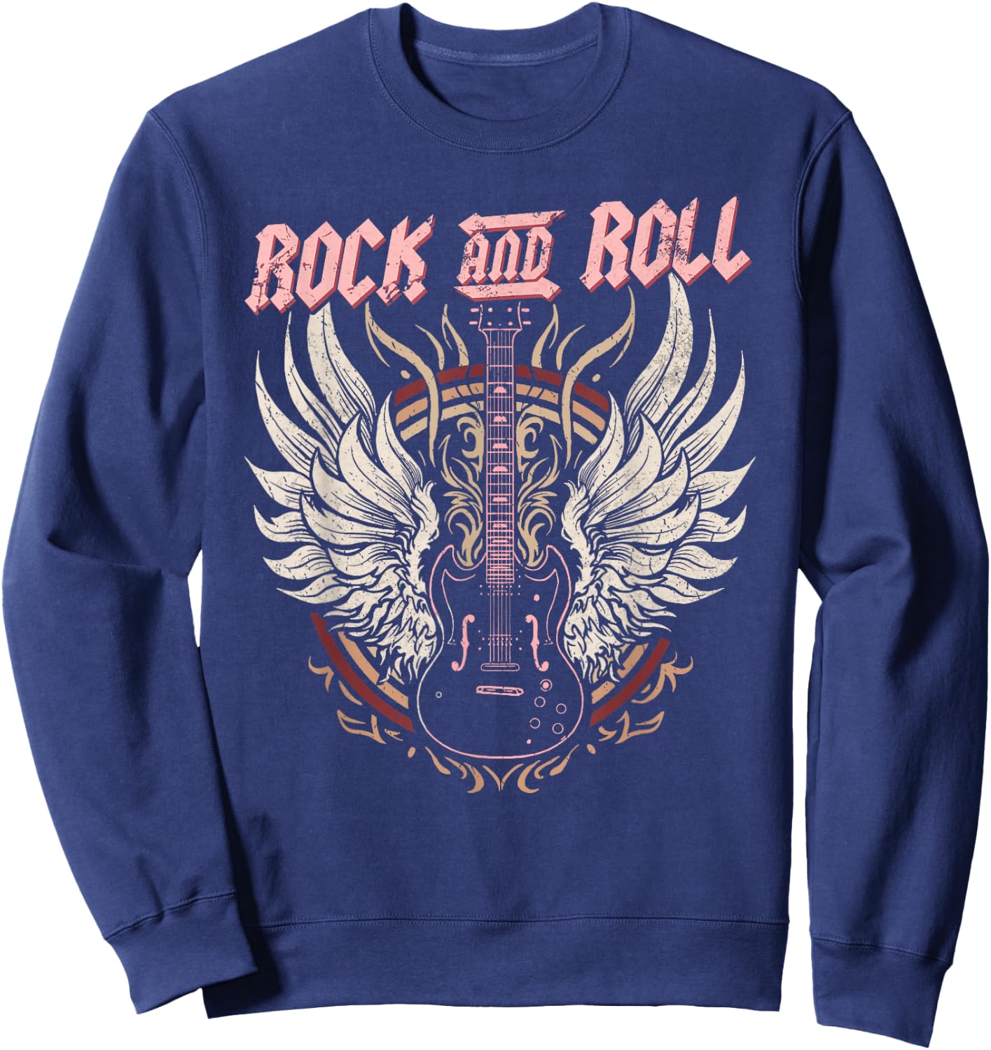 Rock & Roll Guitar Vintage ROCK Women Rock Band Music Sweatshirt - Sweatshirt | Navy