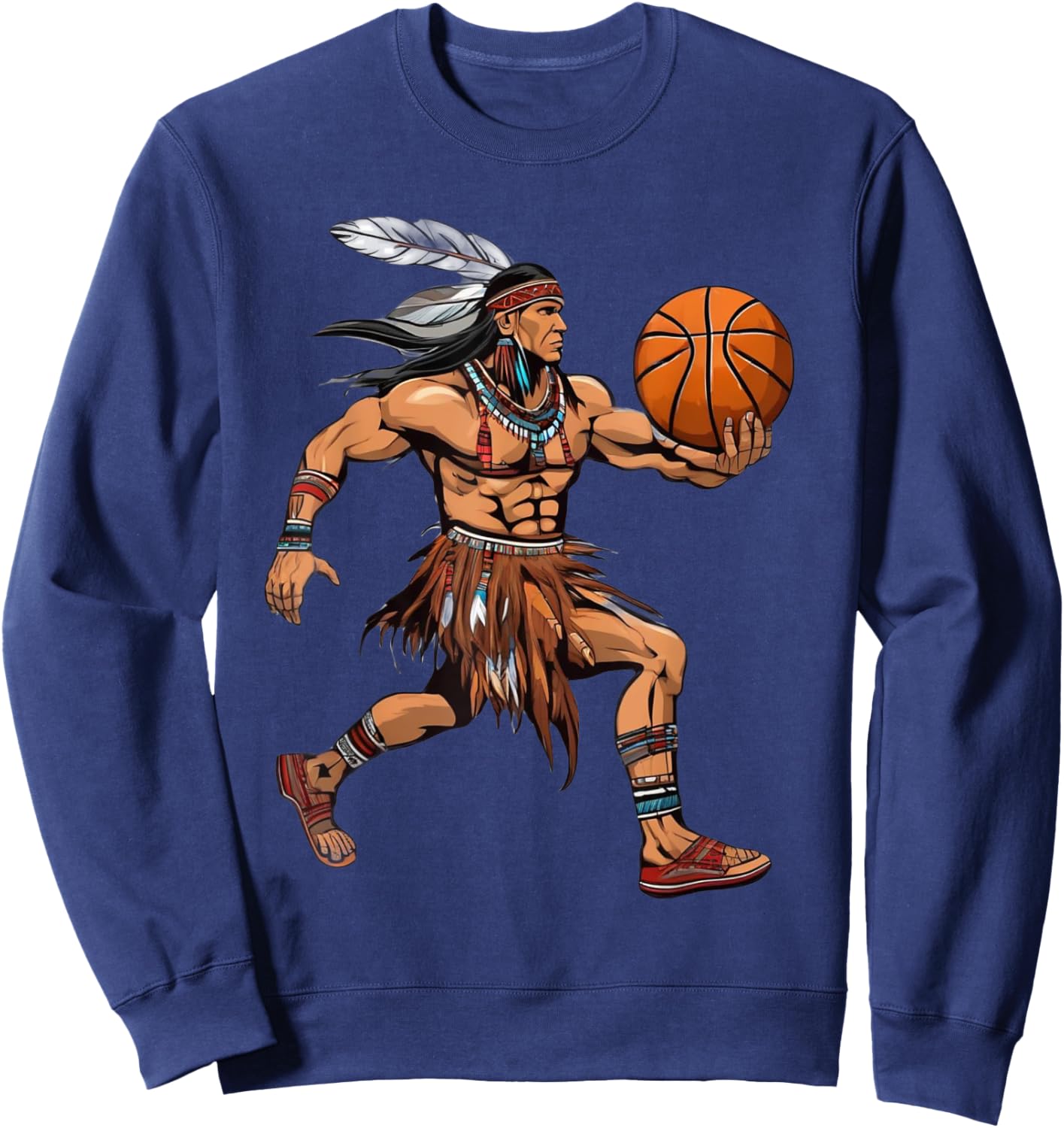 American Indian Basketball Tribe Team Match Rez Ball Sweatshirt - Sweatshirt | Navy