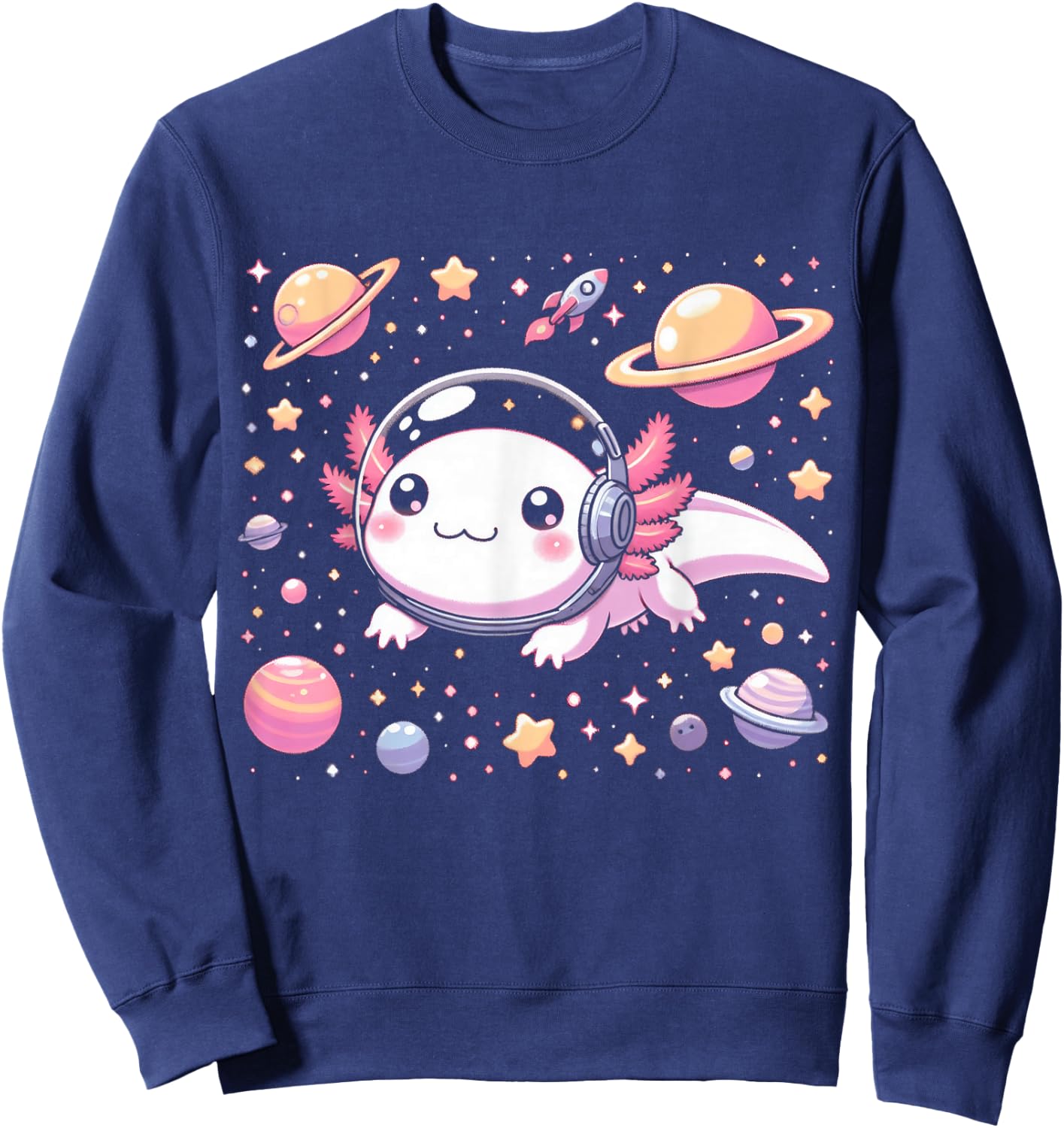 Astrolotl Space Axolotl - Kawaii Japanese Anime Axolotl Sweatshirt - Sweatshirt | Navy