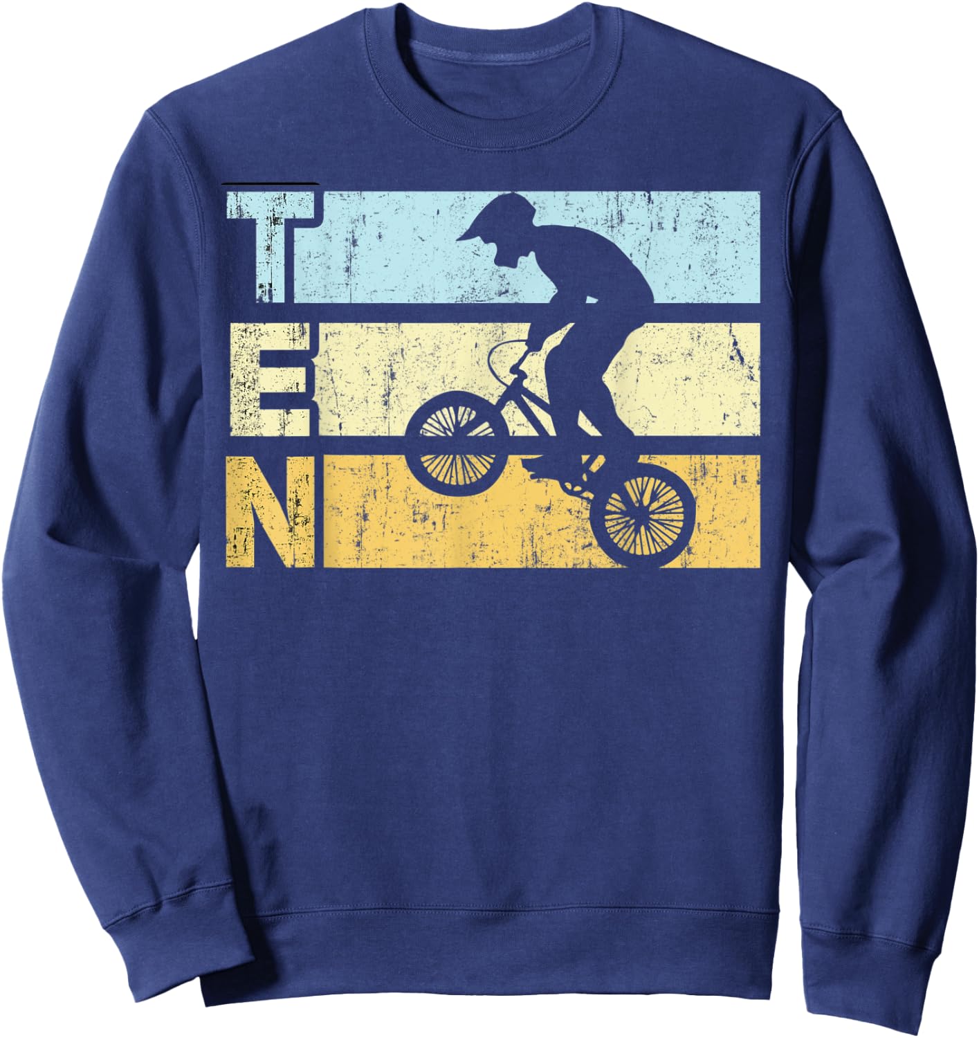 10 Year Old BMX Birthday Party Vintage Dirt Biking 10th Sweatshirt - Sweatshirt | Navy