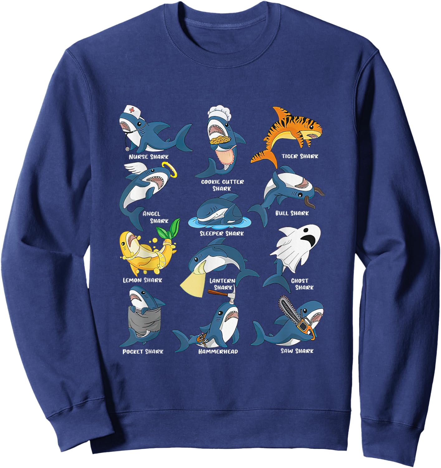 Nurse cookie cutter tiger angel sleeper bull saw funny shark Sweatshirt - Sweatshirt | Navy