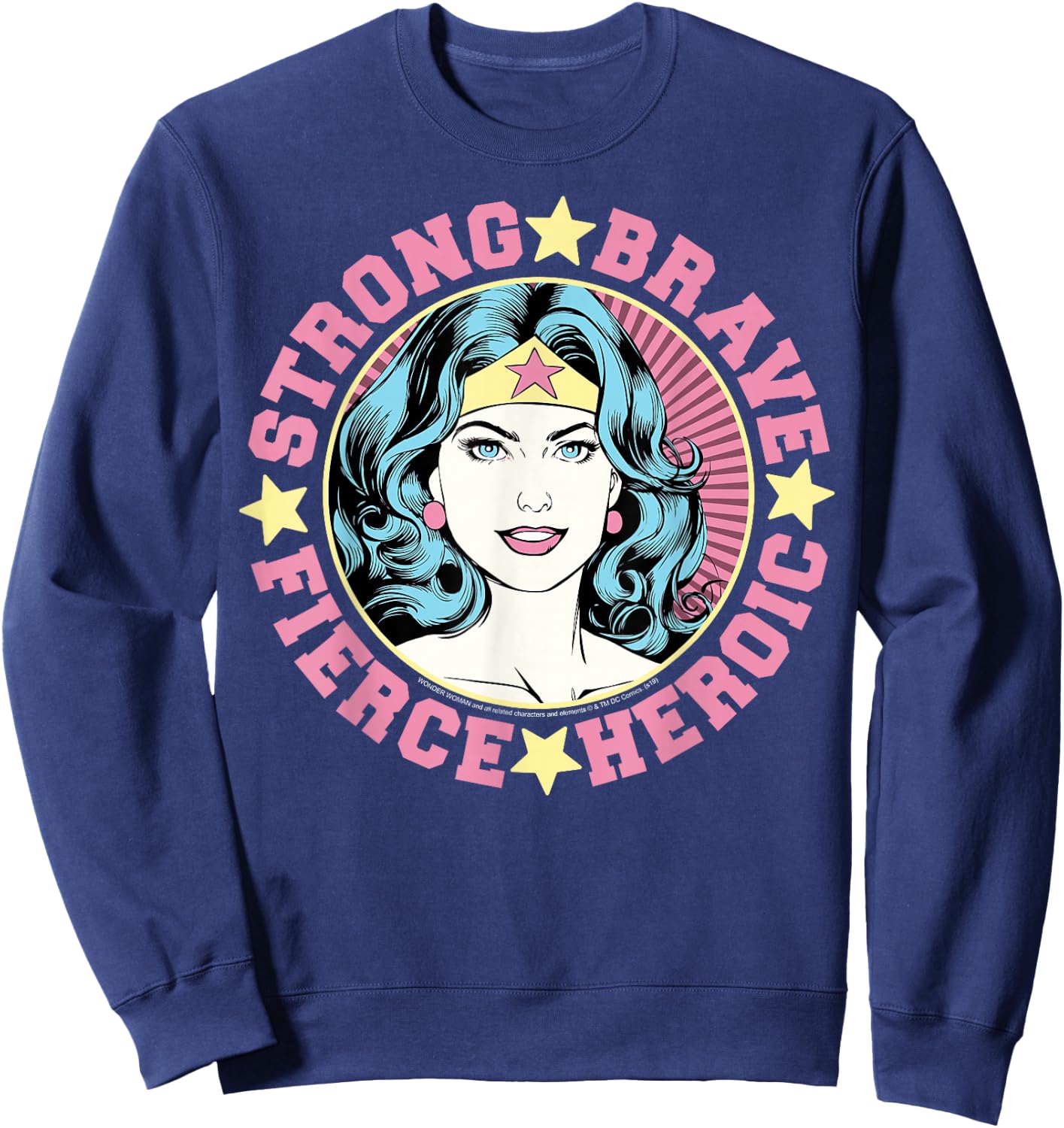 DC Comics Wonder Woman Strong Brave Vintage Wrap Around Sweatshirt - Sweatshirt | Navy
