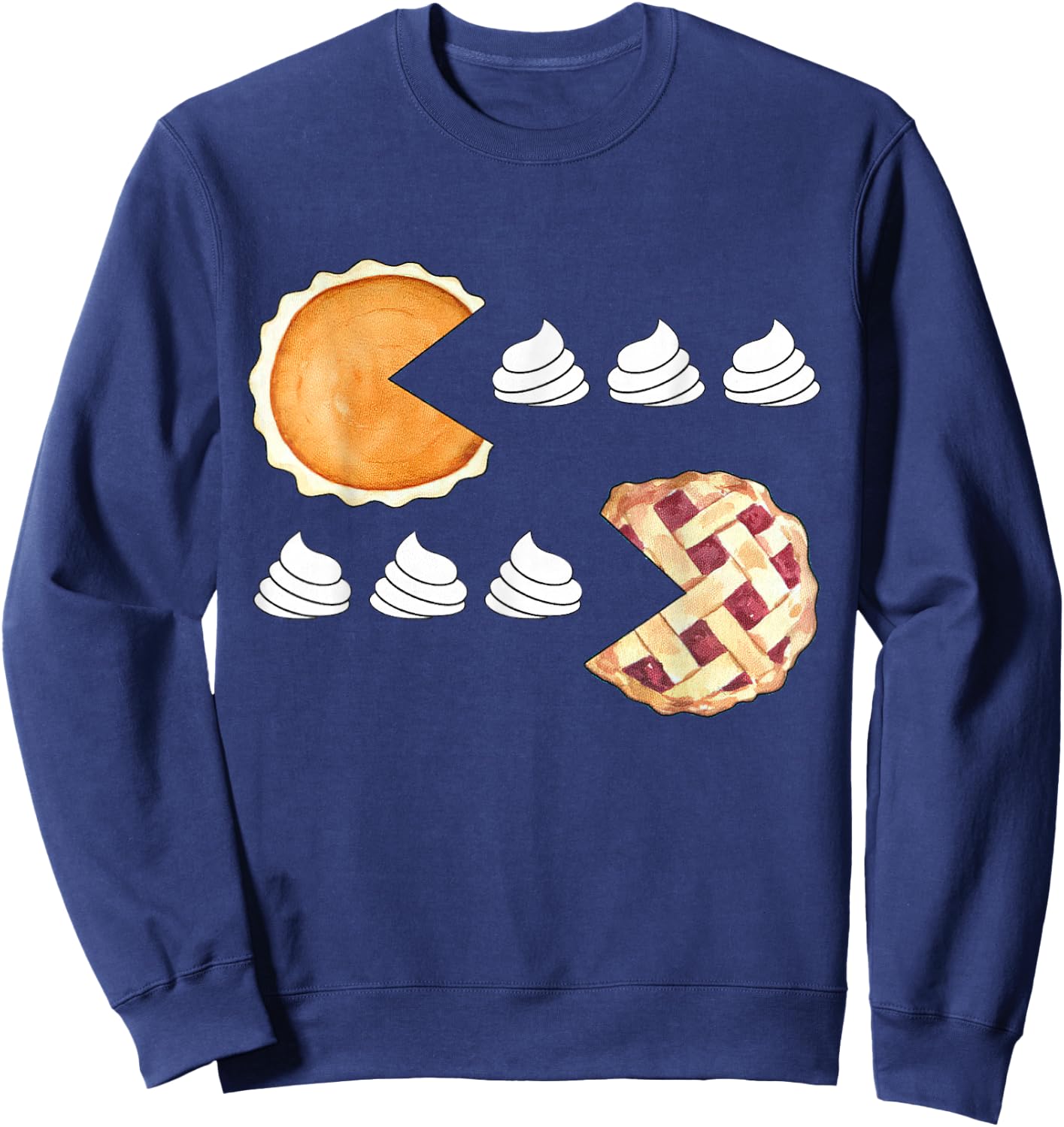 Pumpkin Pie Eating Whipped Cream, Apple Pie Thanksgiving Sweatshirt - Sweatshirt | Navy