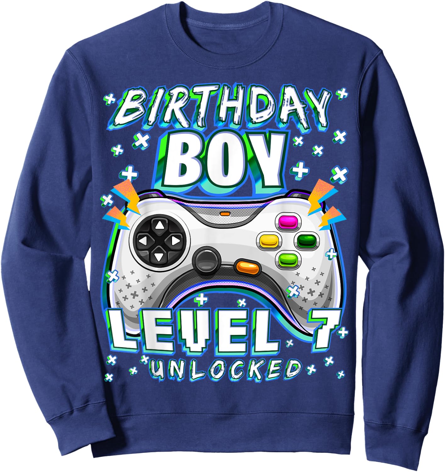 Level 7 Unlocked Video Game 7th Birthday Gamer Boys Sweatshirt - Sweatshirt | Navy